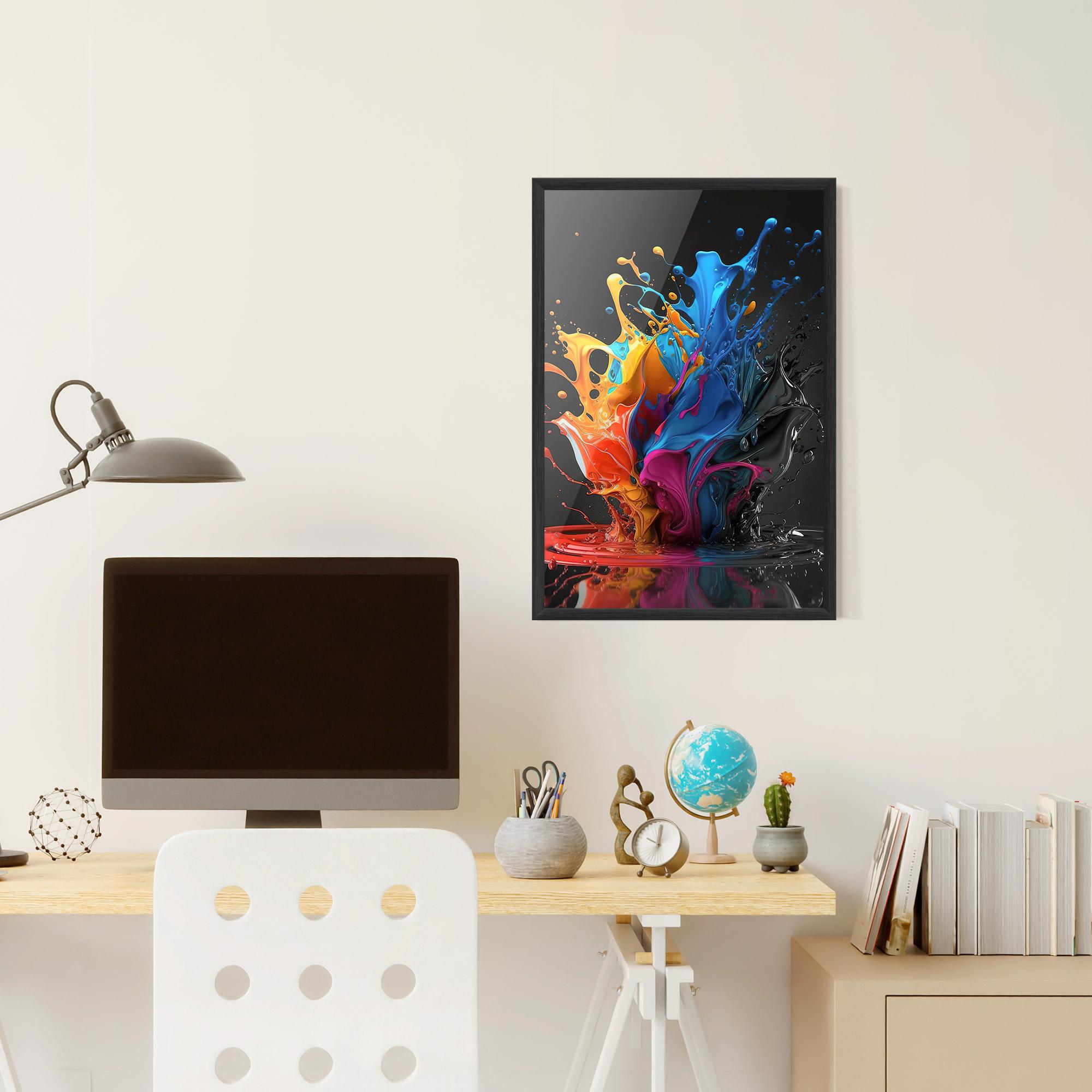 Keretezett Poszter Black Blue Splash mockup 6