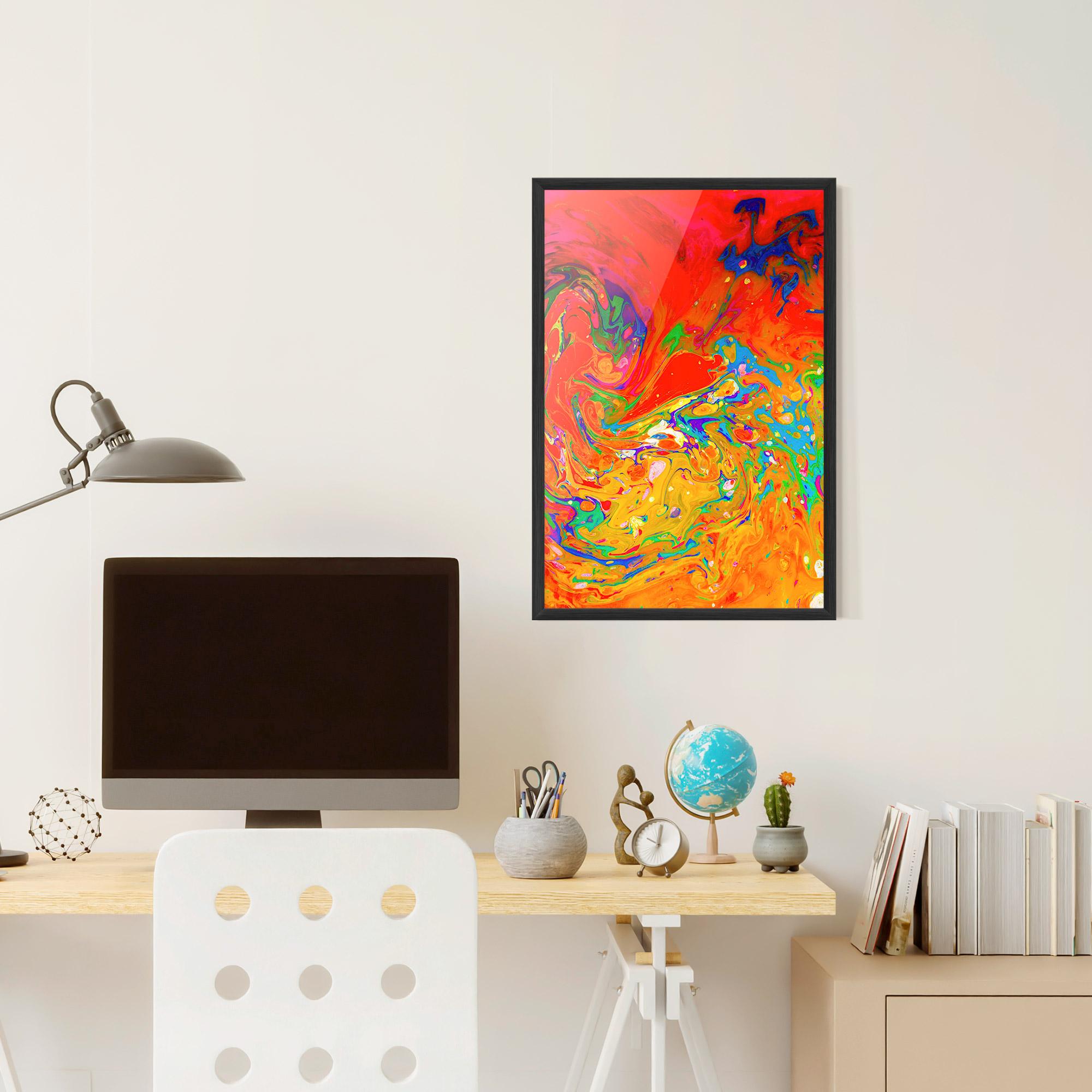 Keretezett Poszter Marbling Orange Art mockup 6