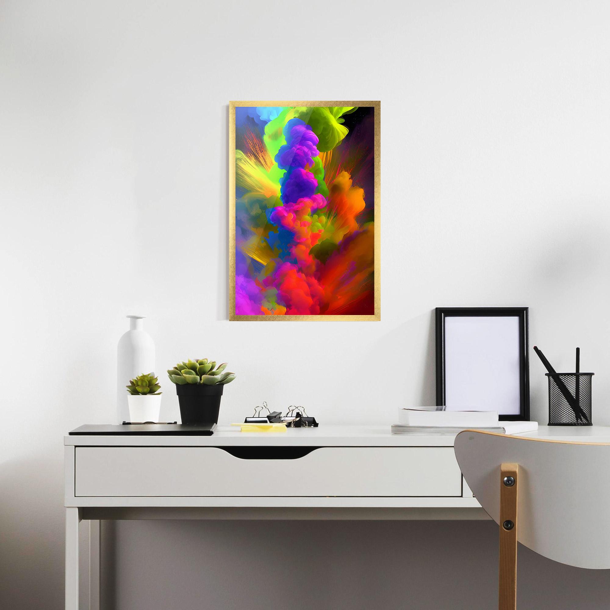 Keretezett Poszter Blurred Colorful Smoke mockup 7
