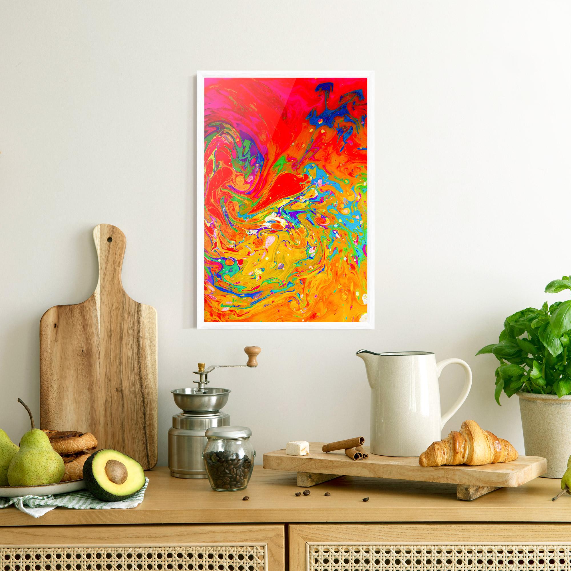 Keretezett Poszter Marbling Orange Art mockup 8