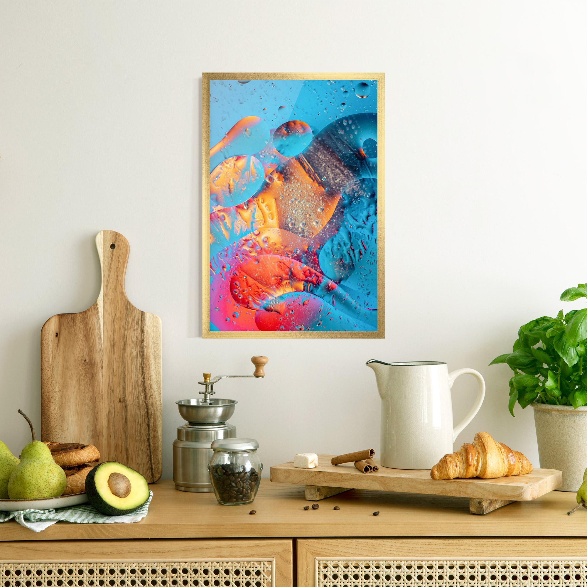 Keretezett Poszter Blue Orange Drops mockup 8