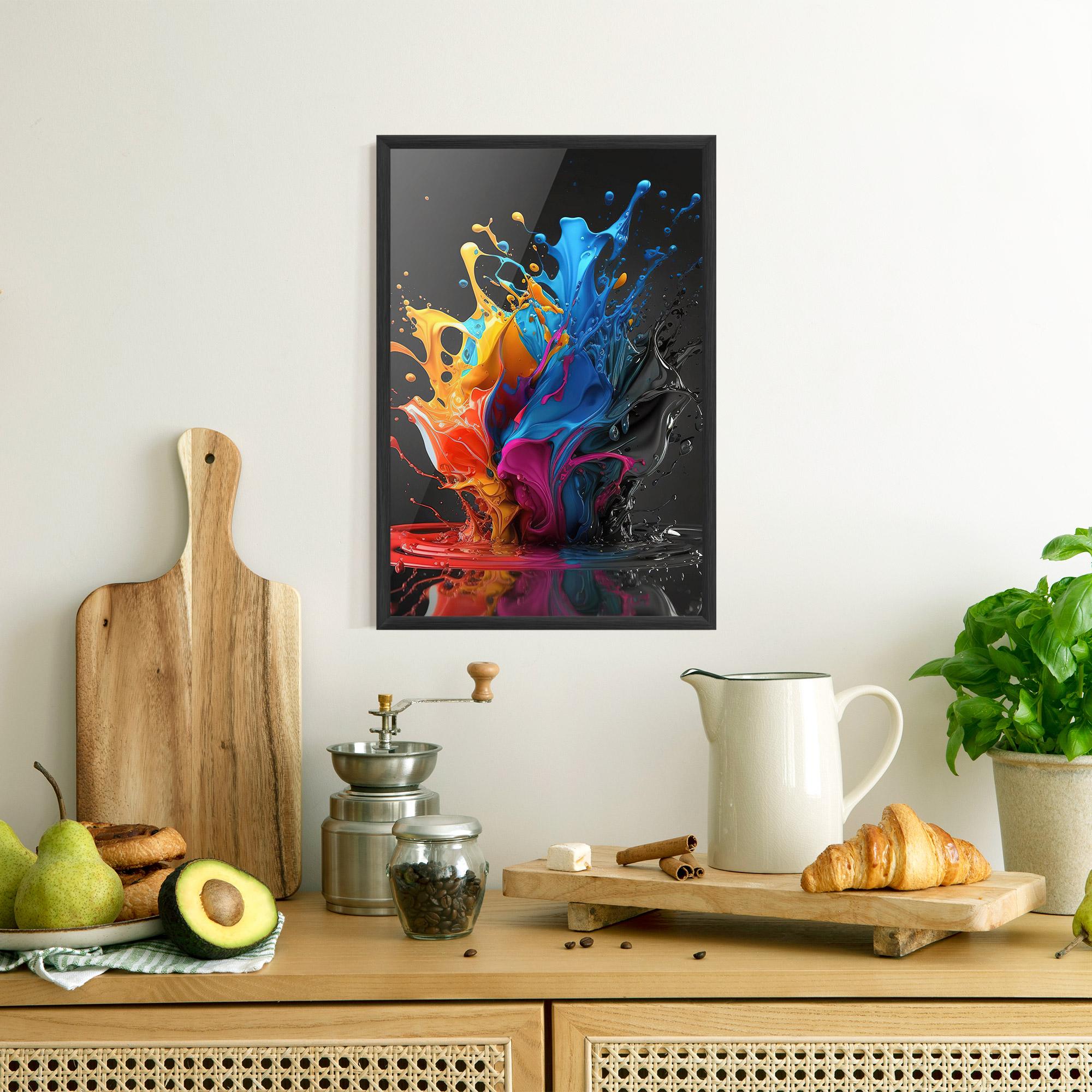 Keretezett Poszter Black Blue Splash mockup 8