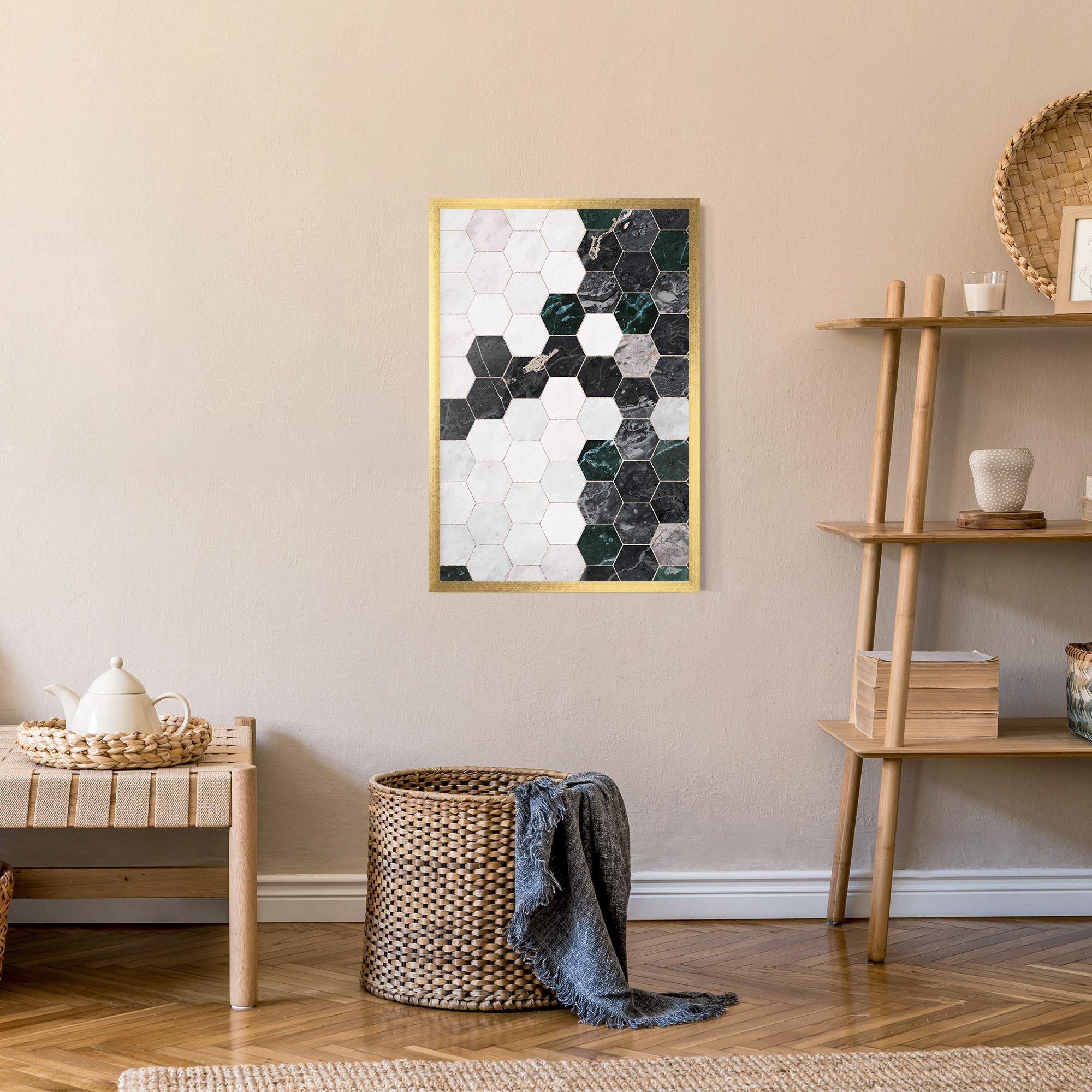 Keretezett Poszter Green Hexagon mockup 9