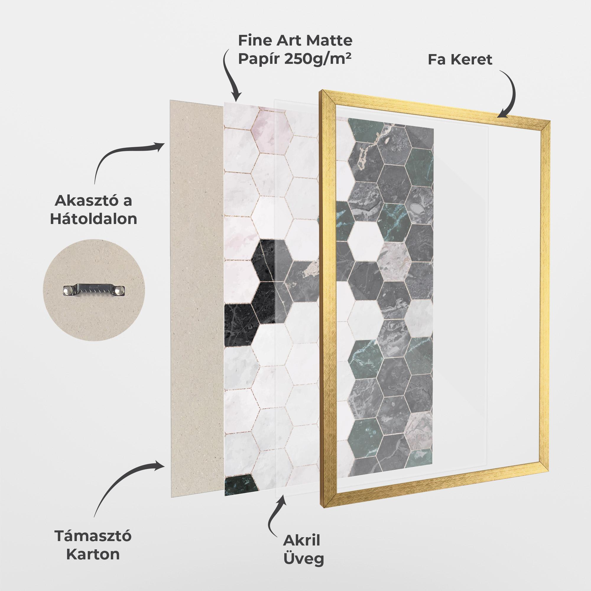 Keretezett Poszter Green Hexagon mockup 1