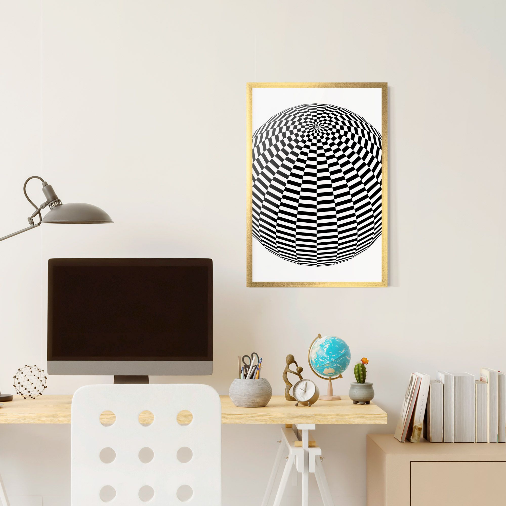 3d Black White Ball mockup 6