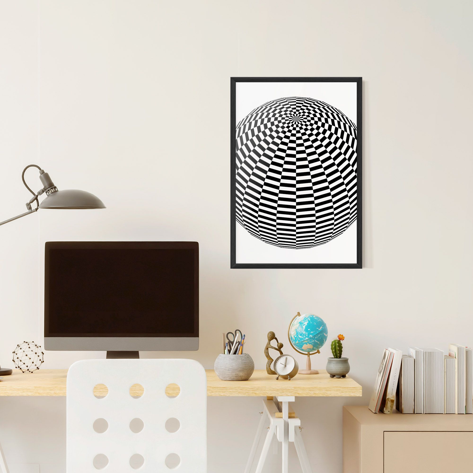 3d Black White Ball mockup 6