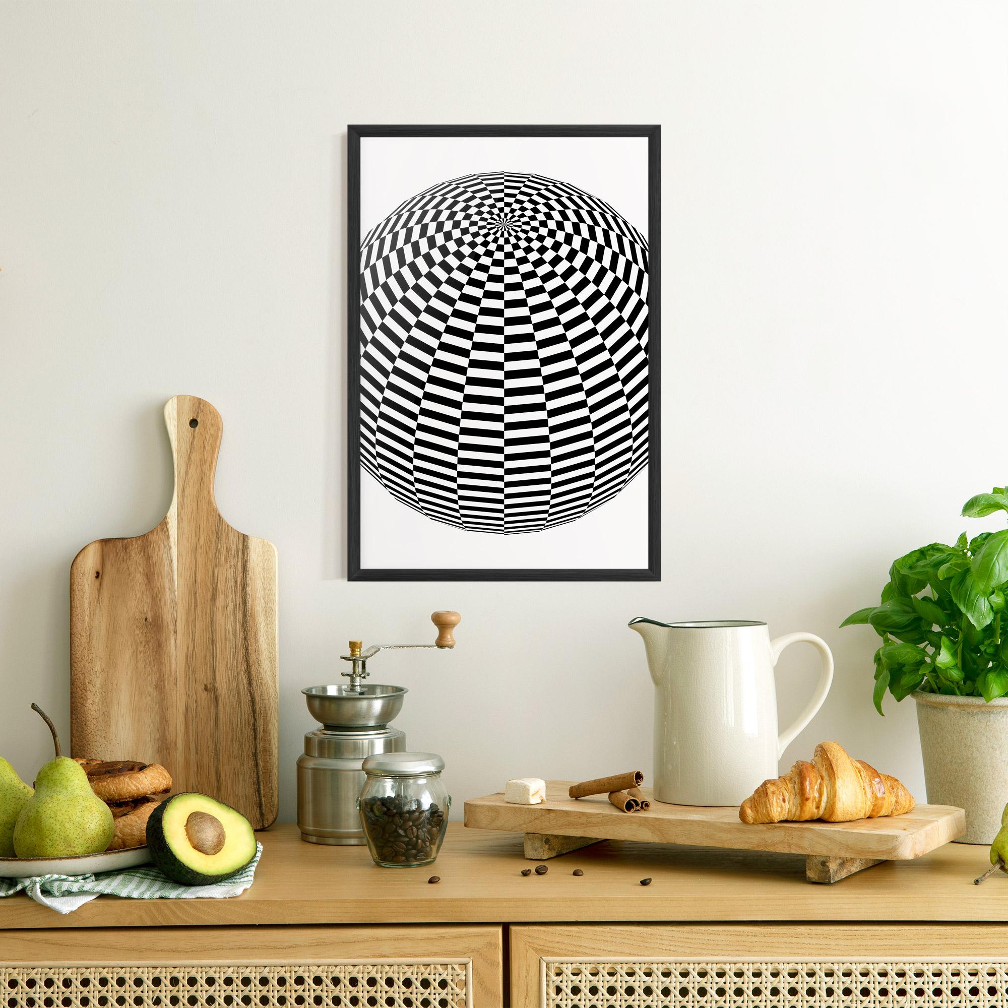 Keretezett Poszter 3d Black White Ball mockup 8