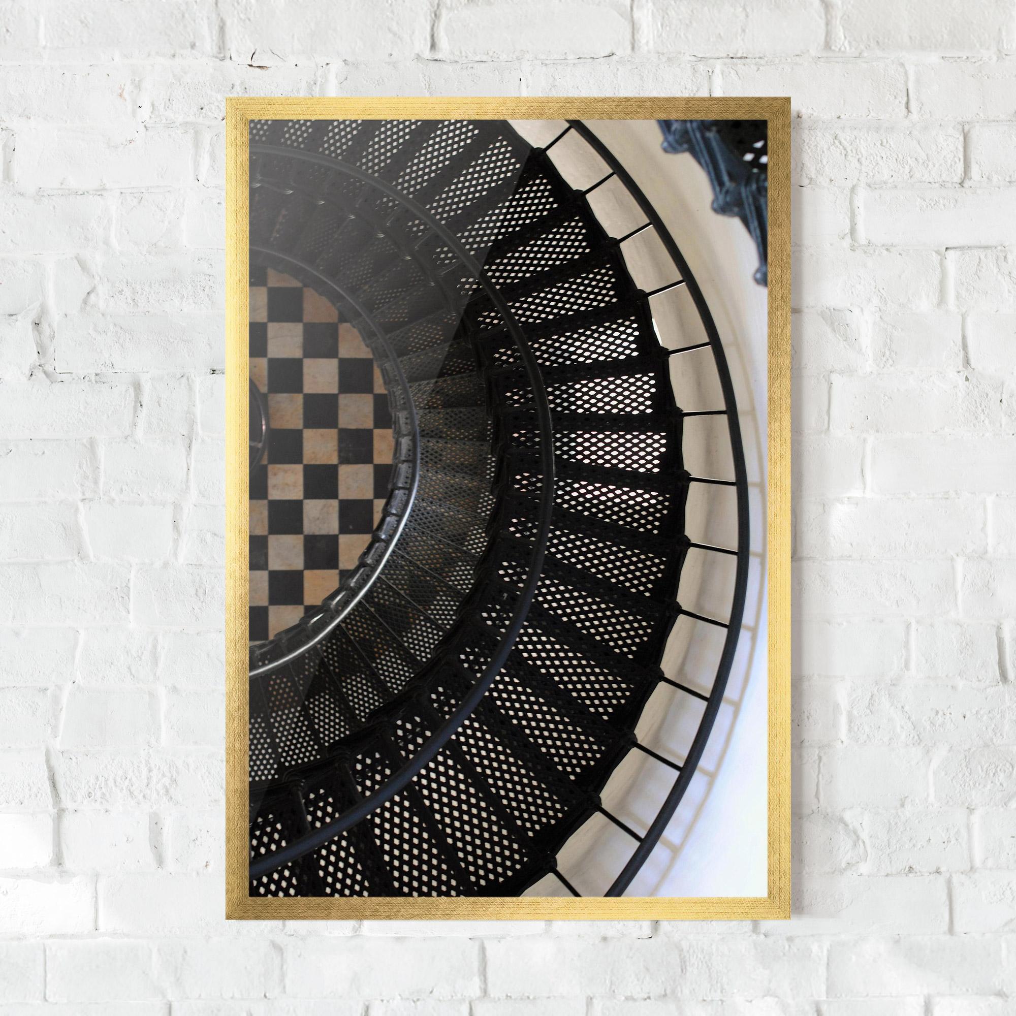 Keretezett Poszter Beautiful Black Stairs mockup 0