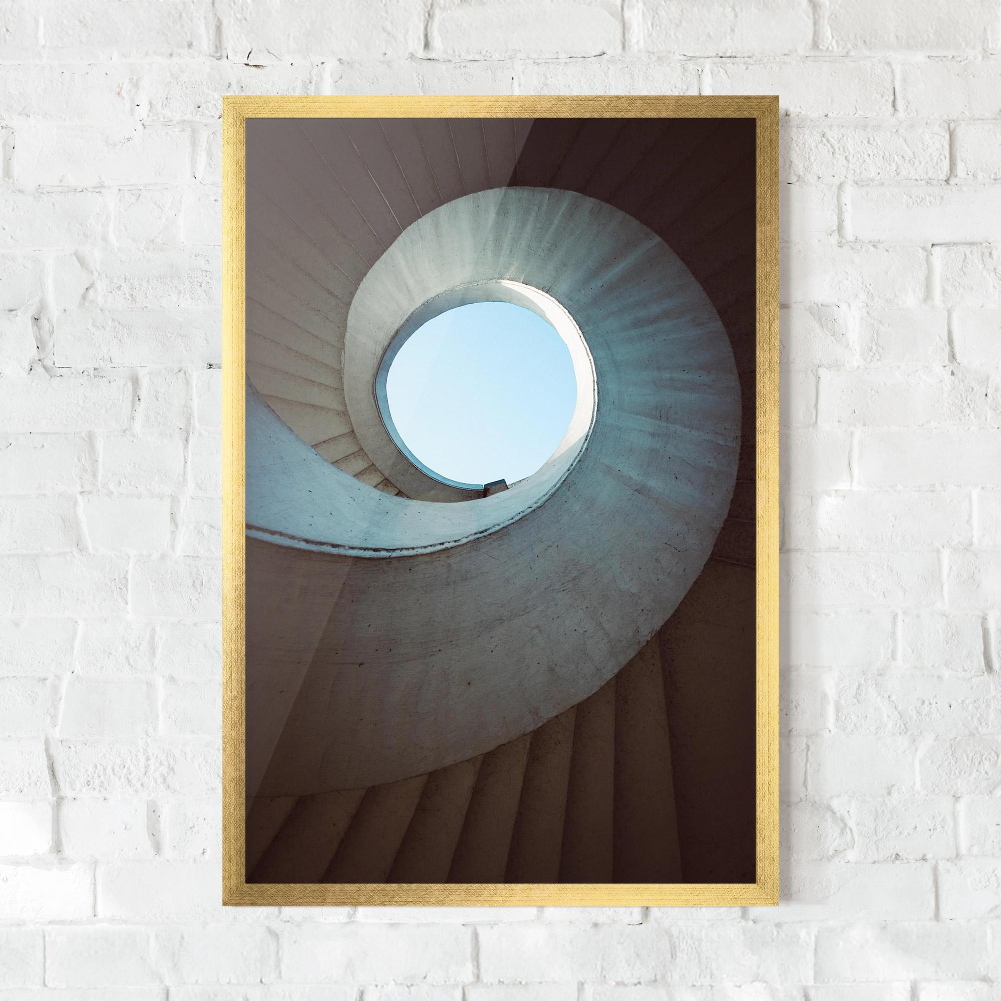 Keretezett Poszter Spiral Cream Stairs mockup 0