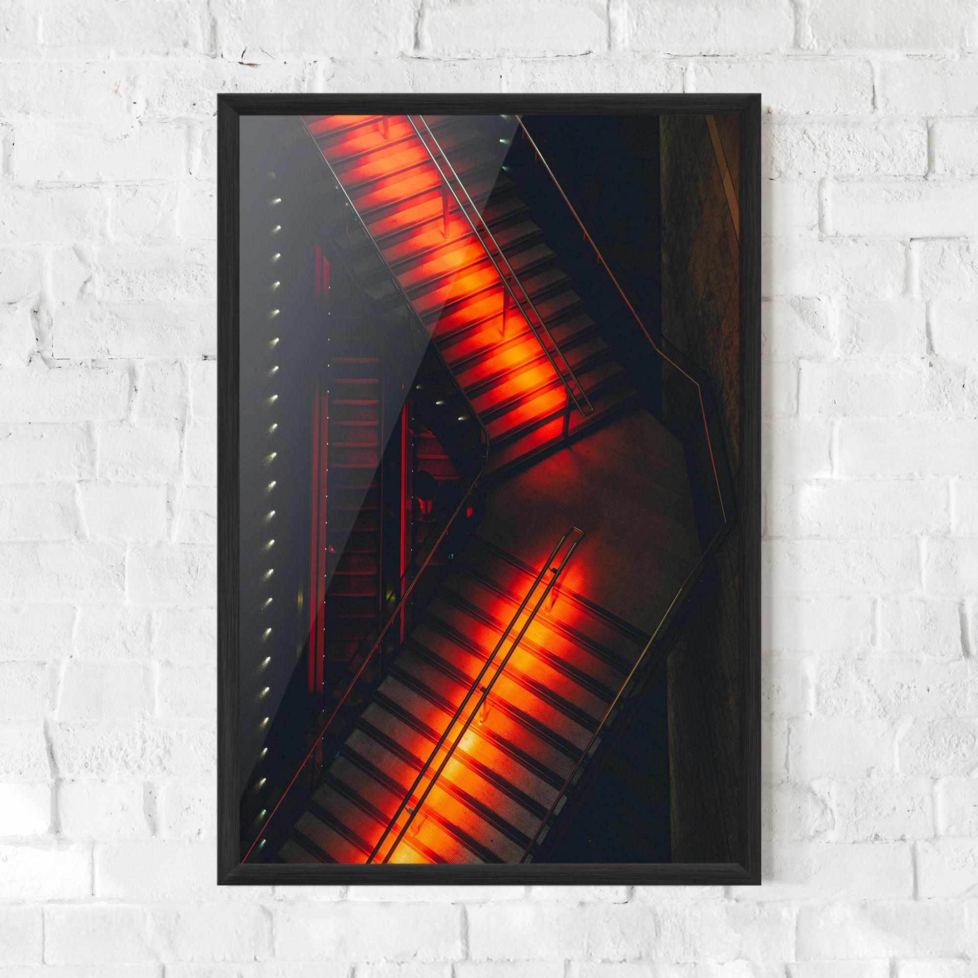 Keretezett Poszter Orange Light Stairs mockup 0