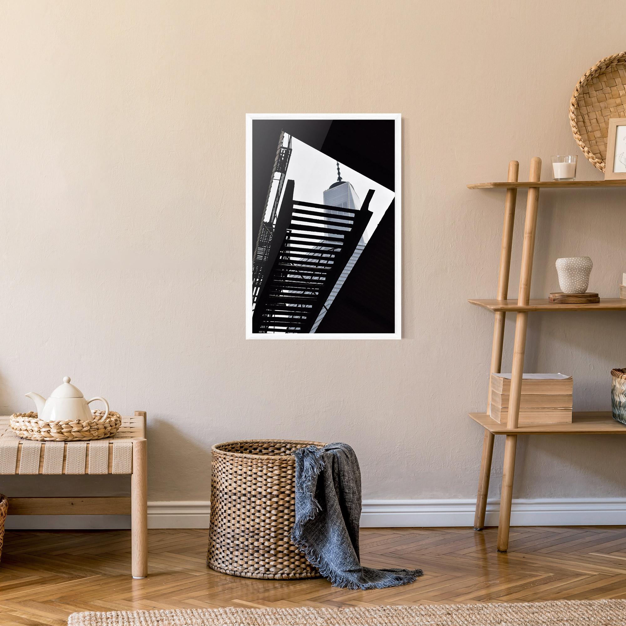 Keretezett Poszter Black Stairs Floating mockup 9