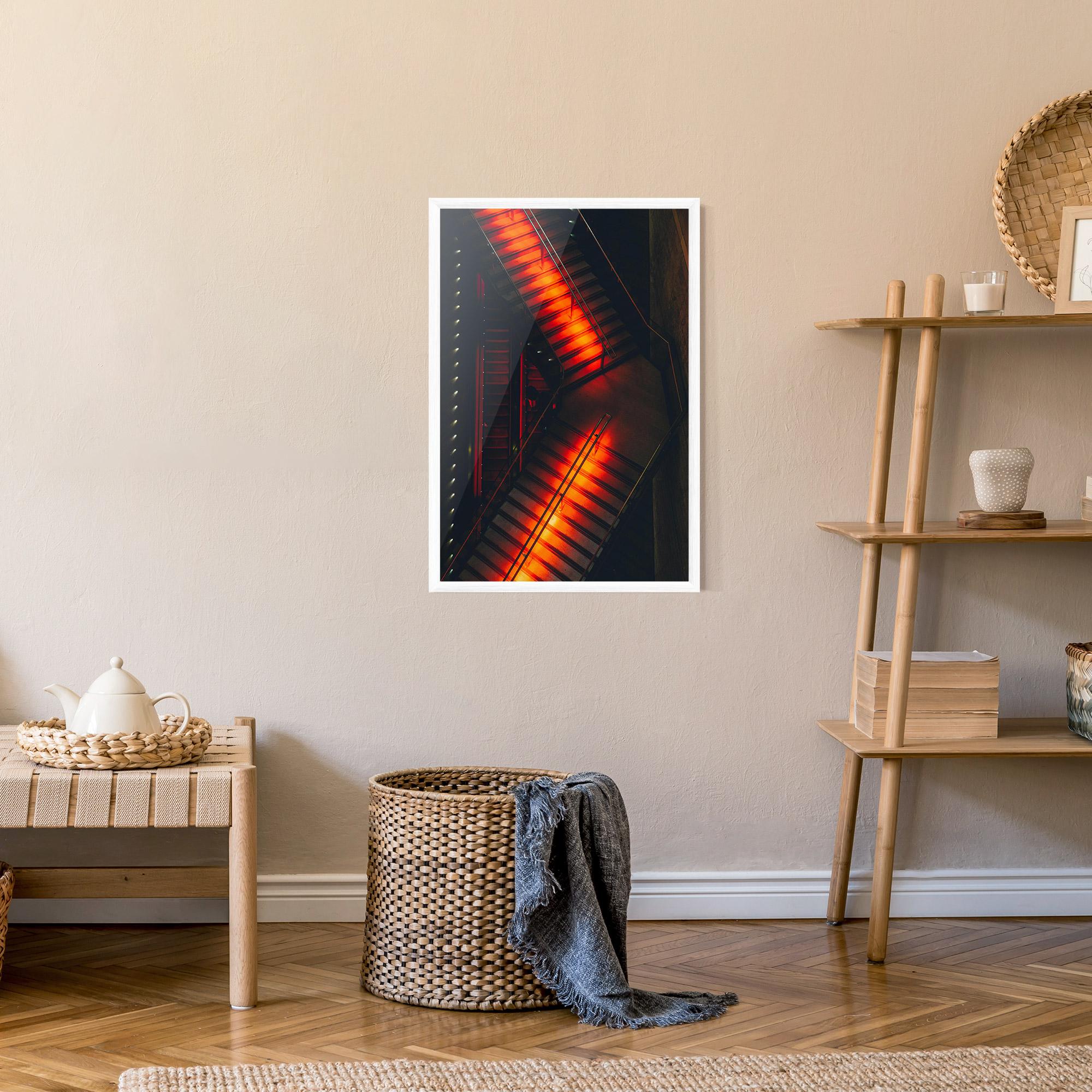 Keretezett Poszter Orange Light Stairs mockup 9