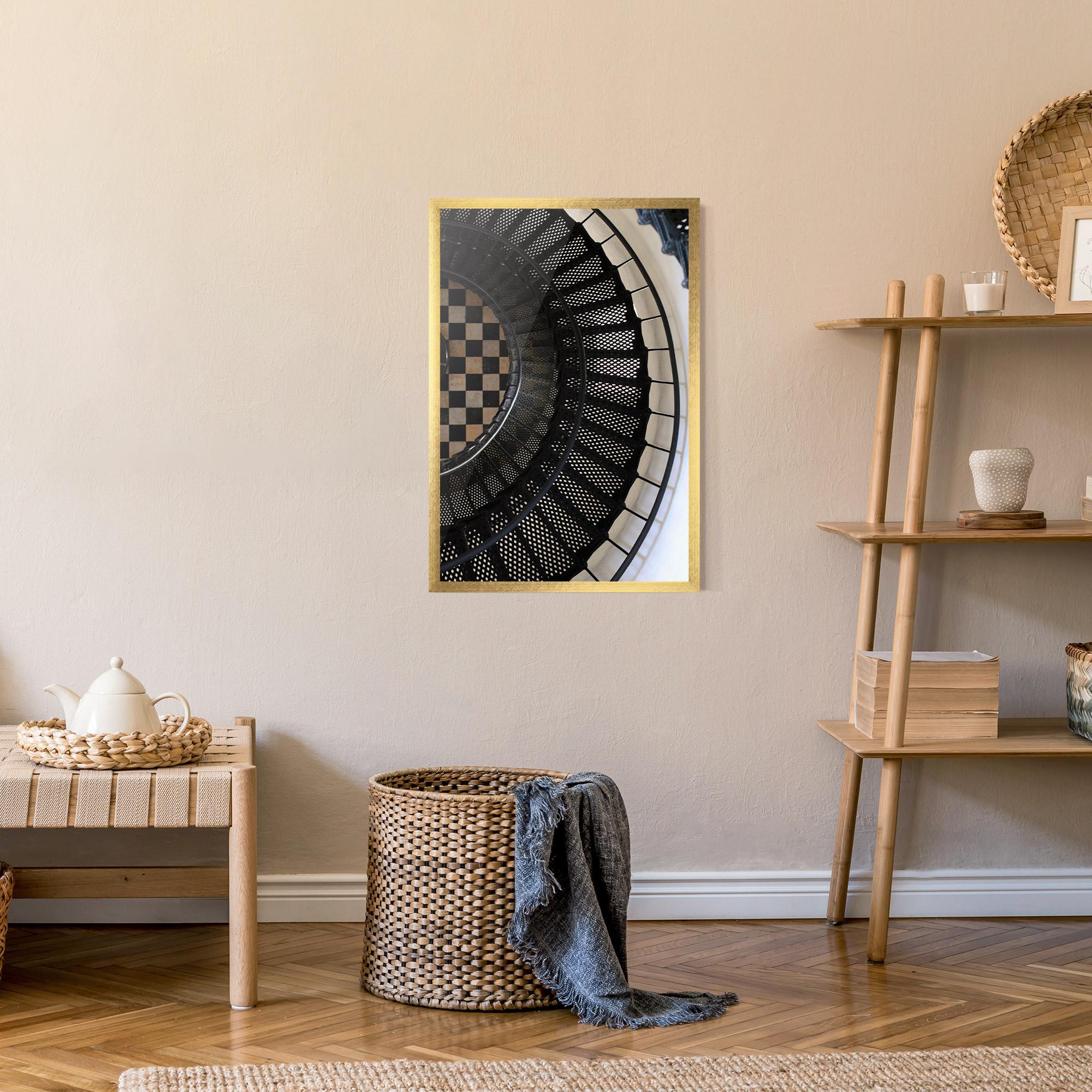 Keretezett Poszter Beautiful Black Stairs mockup 9