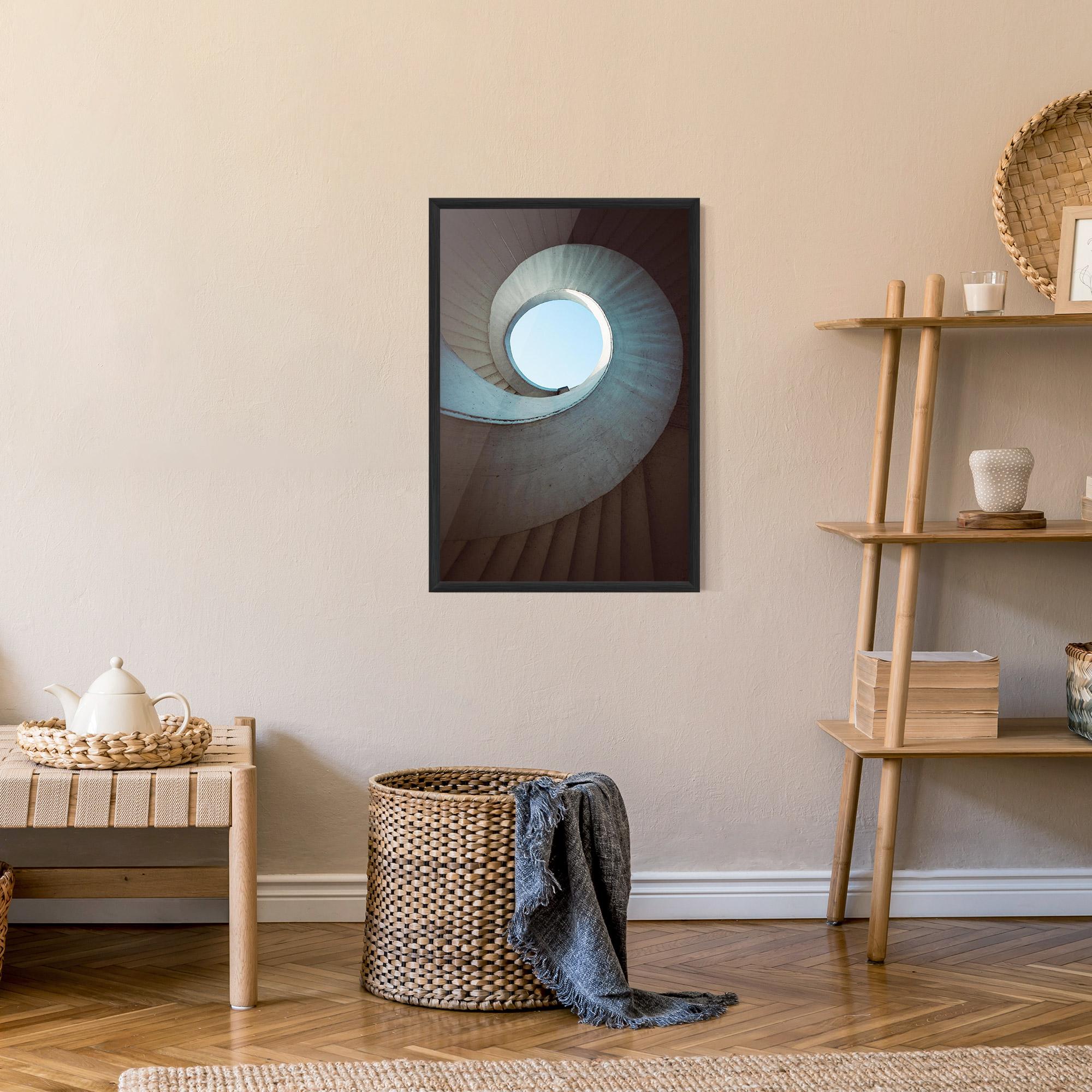 Keretezett Poszter Spiral Cream Stairs mockup 9