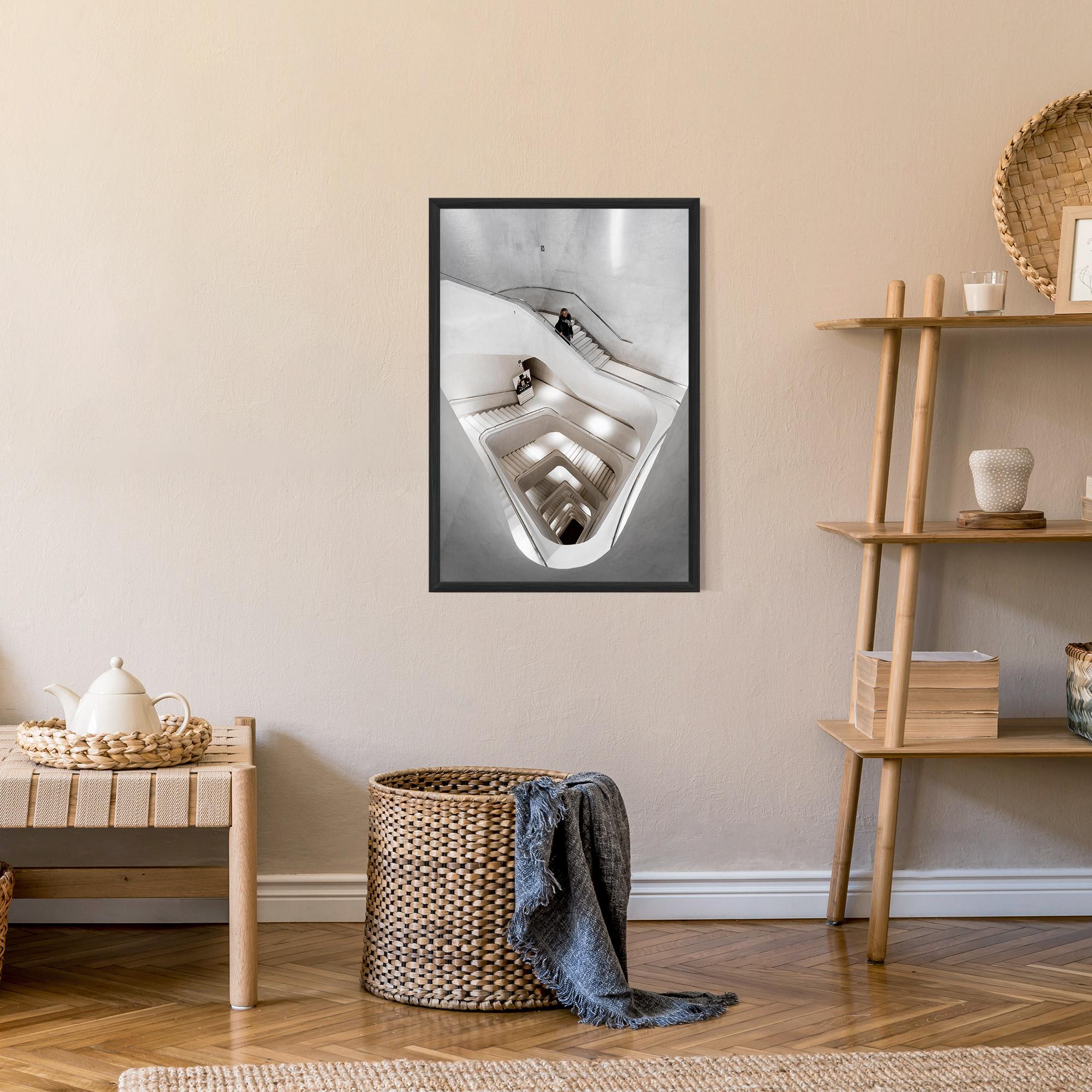 Keretezett Poszter White Stairs Spiral mockup 9