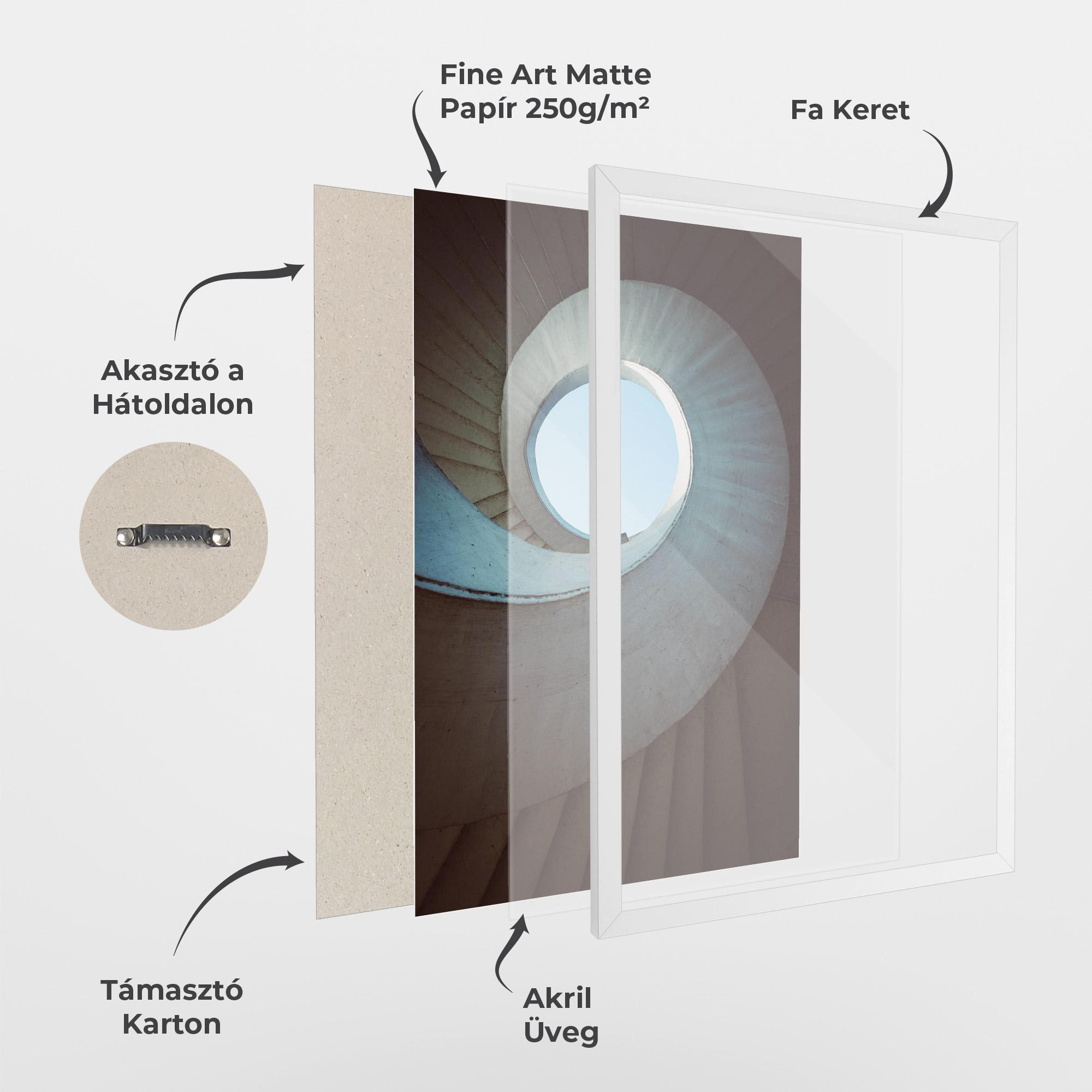 Keretezett Poszter Spiral Cream Stairs mockup 1