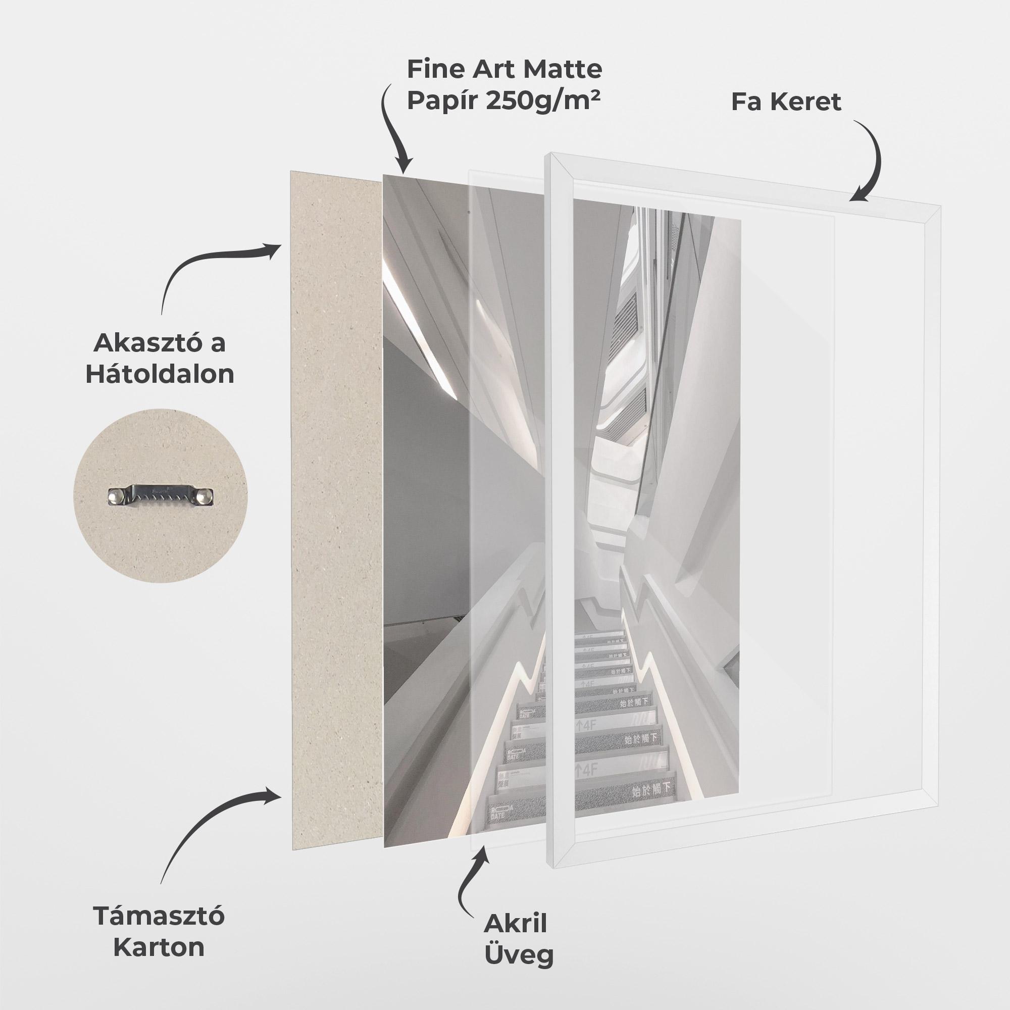 Keretezett Poszter White Line Stairs mockup 1