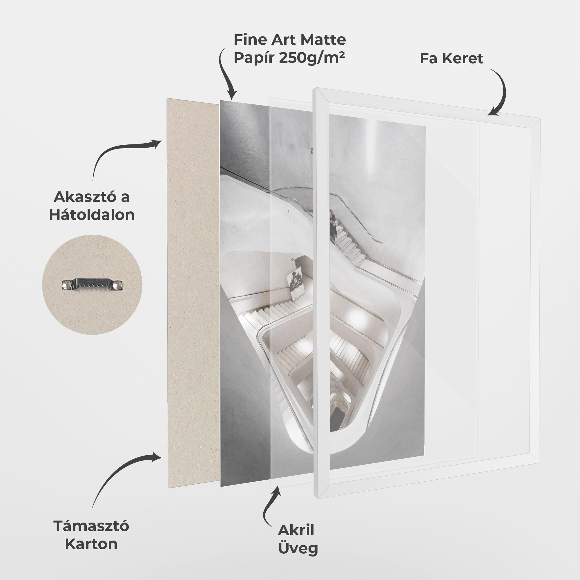 Keretezett Poszter White Stairs Spiral mockup 1