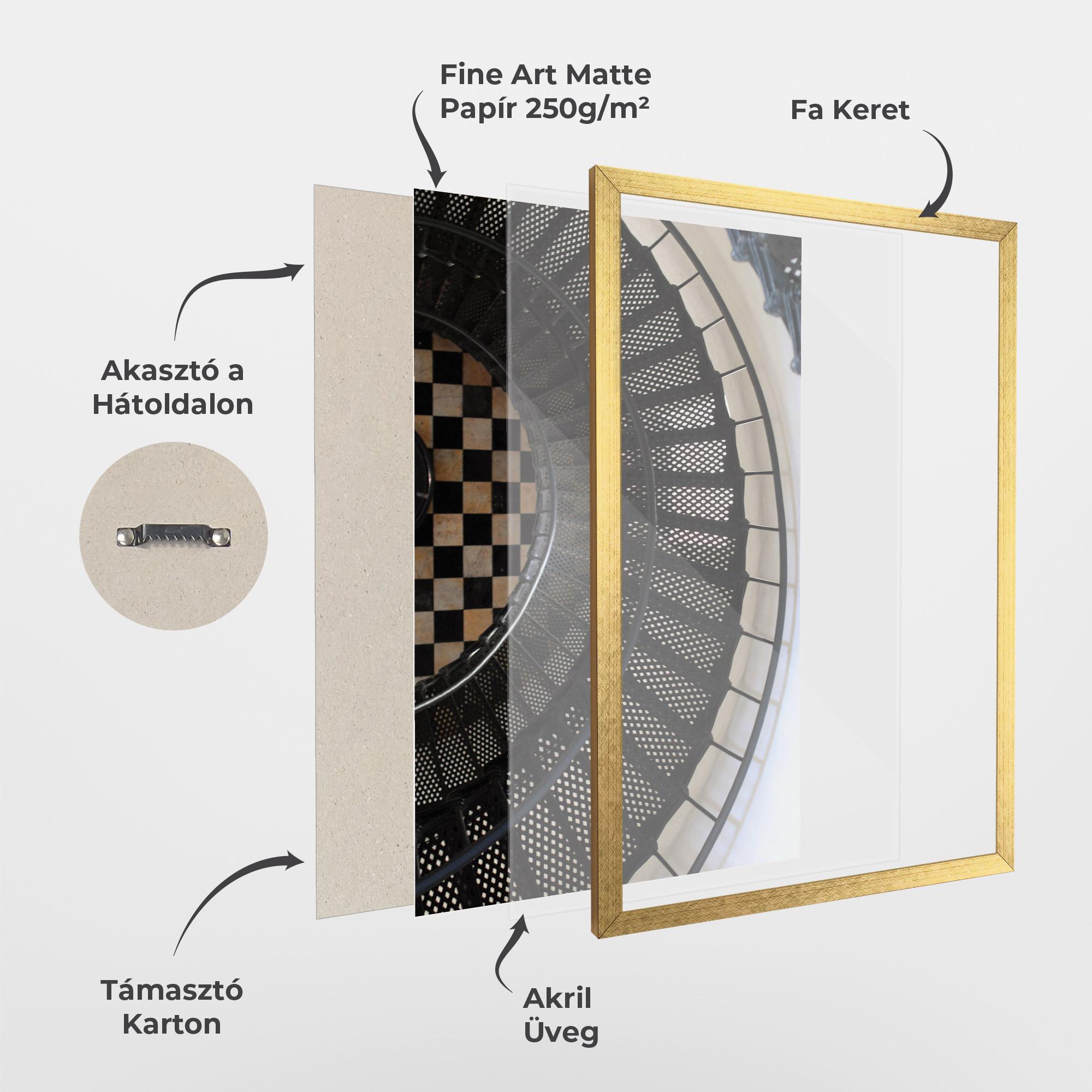 Keretezett Poszter Beautiful Black Stairs mockup 1