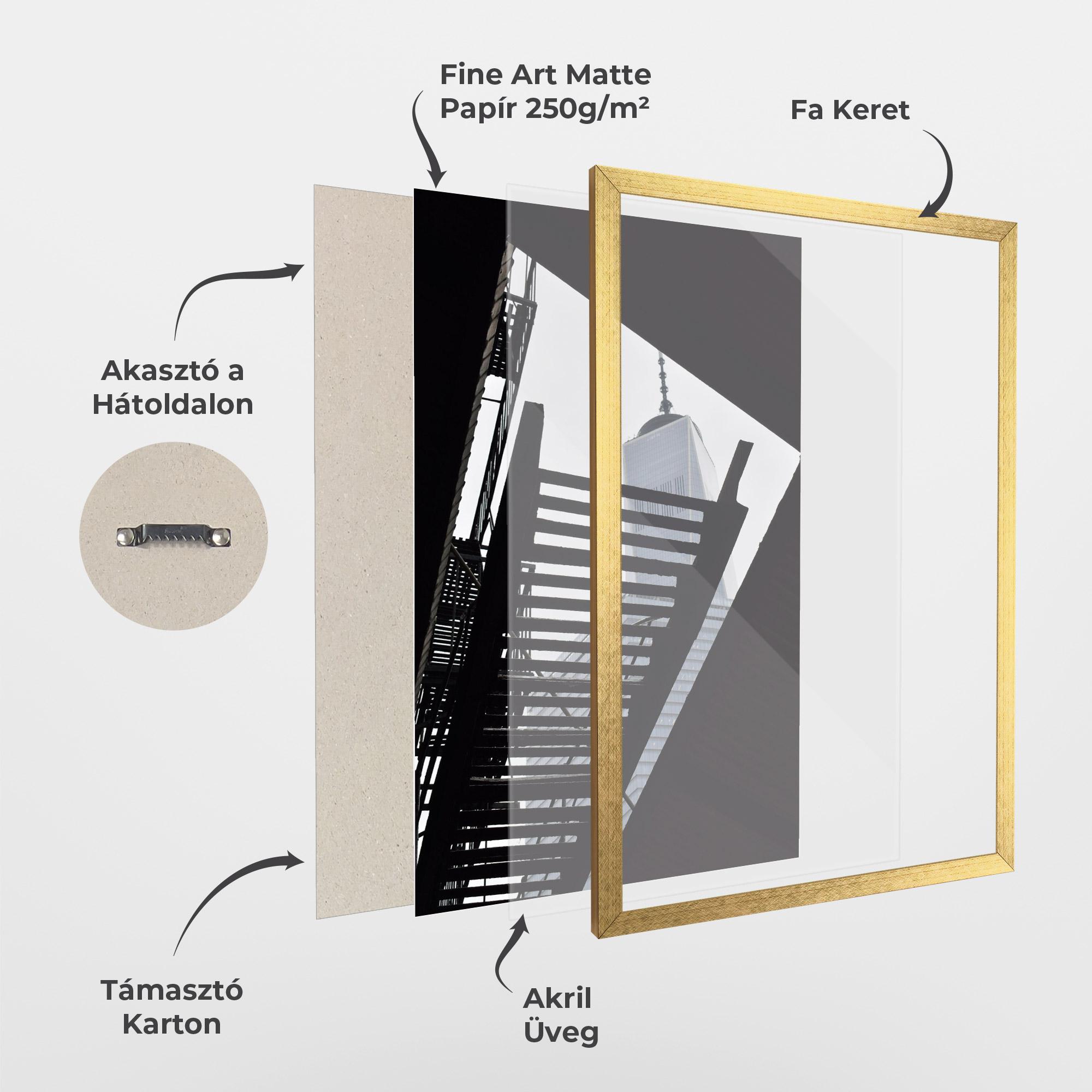 Keretezett Poszter Black Stairs Floating mockup 1