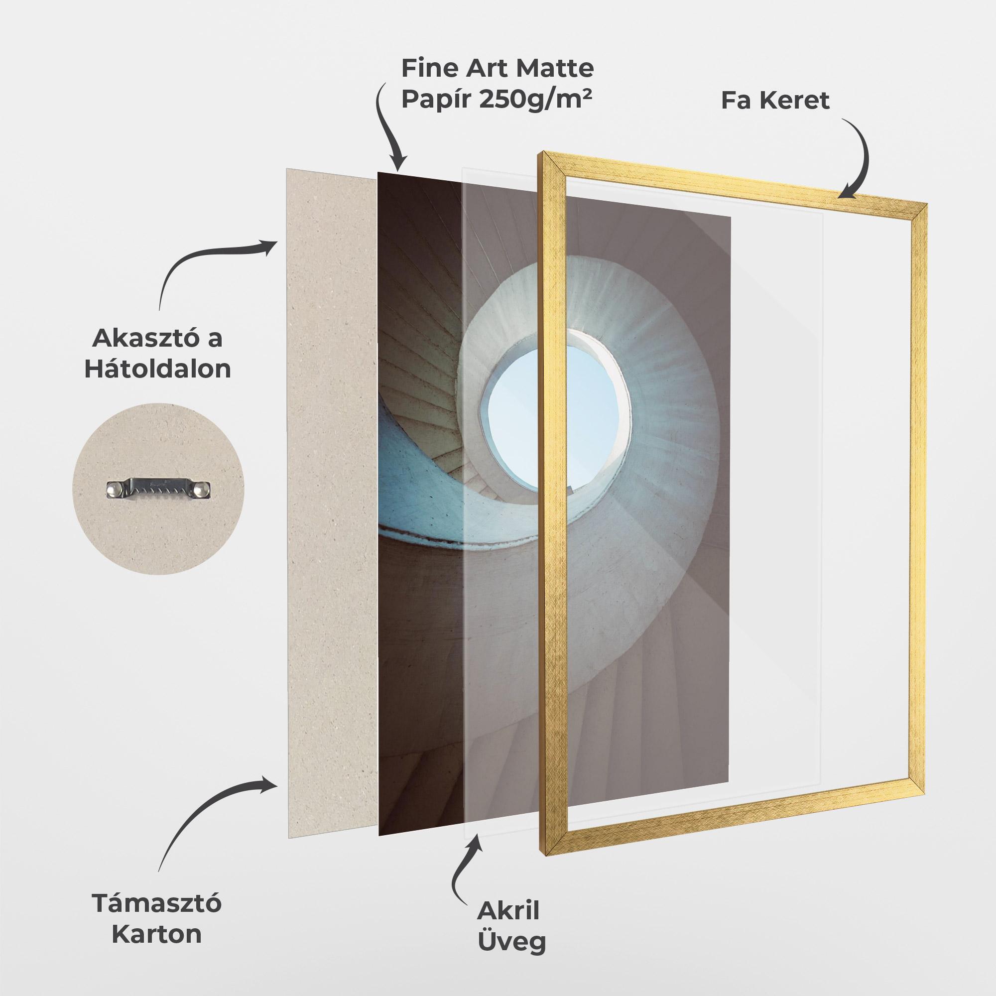 Keretezett Poszter Spiral Cream Stairs mockup 1