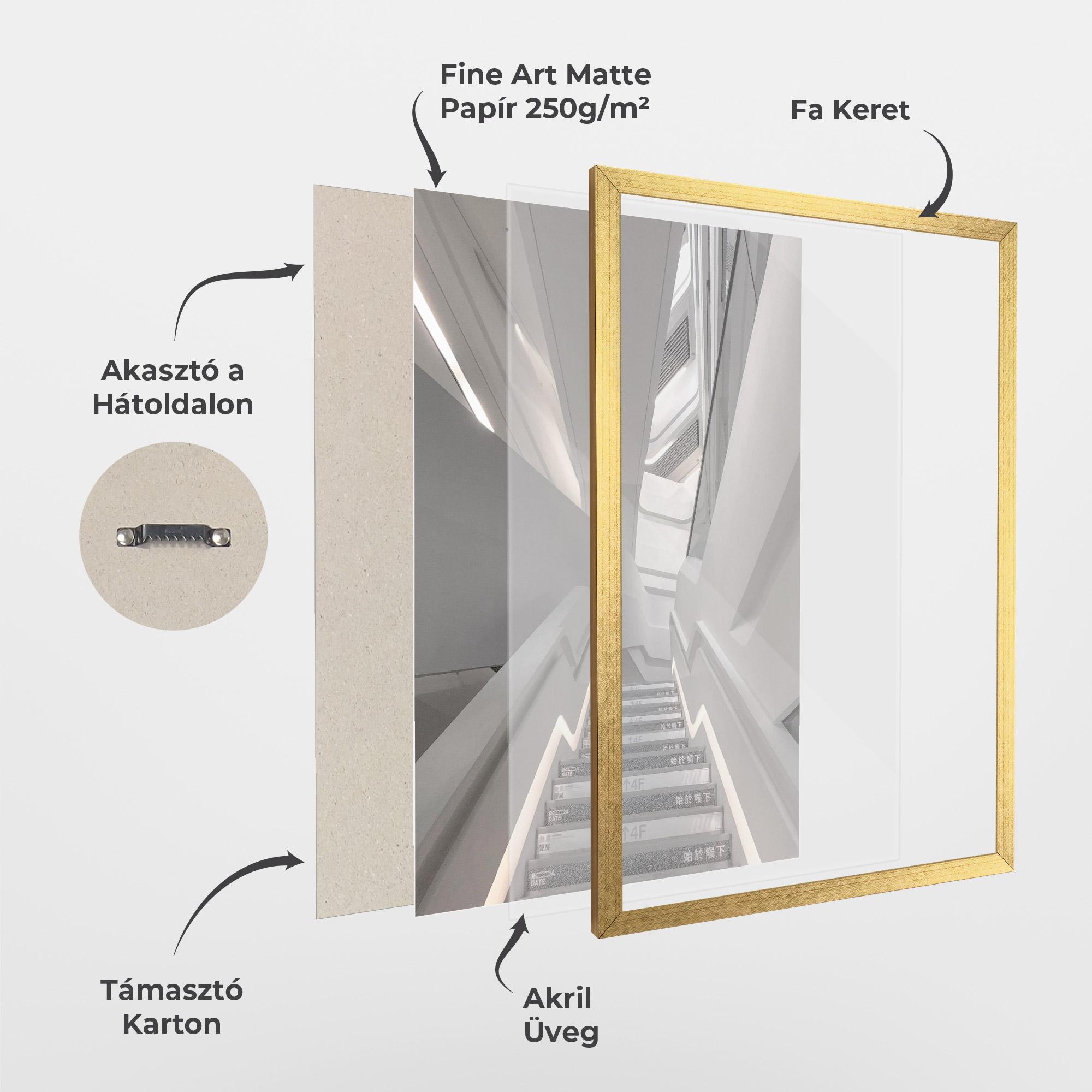 Keretezett Poszter White Line Stairs mockup 1