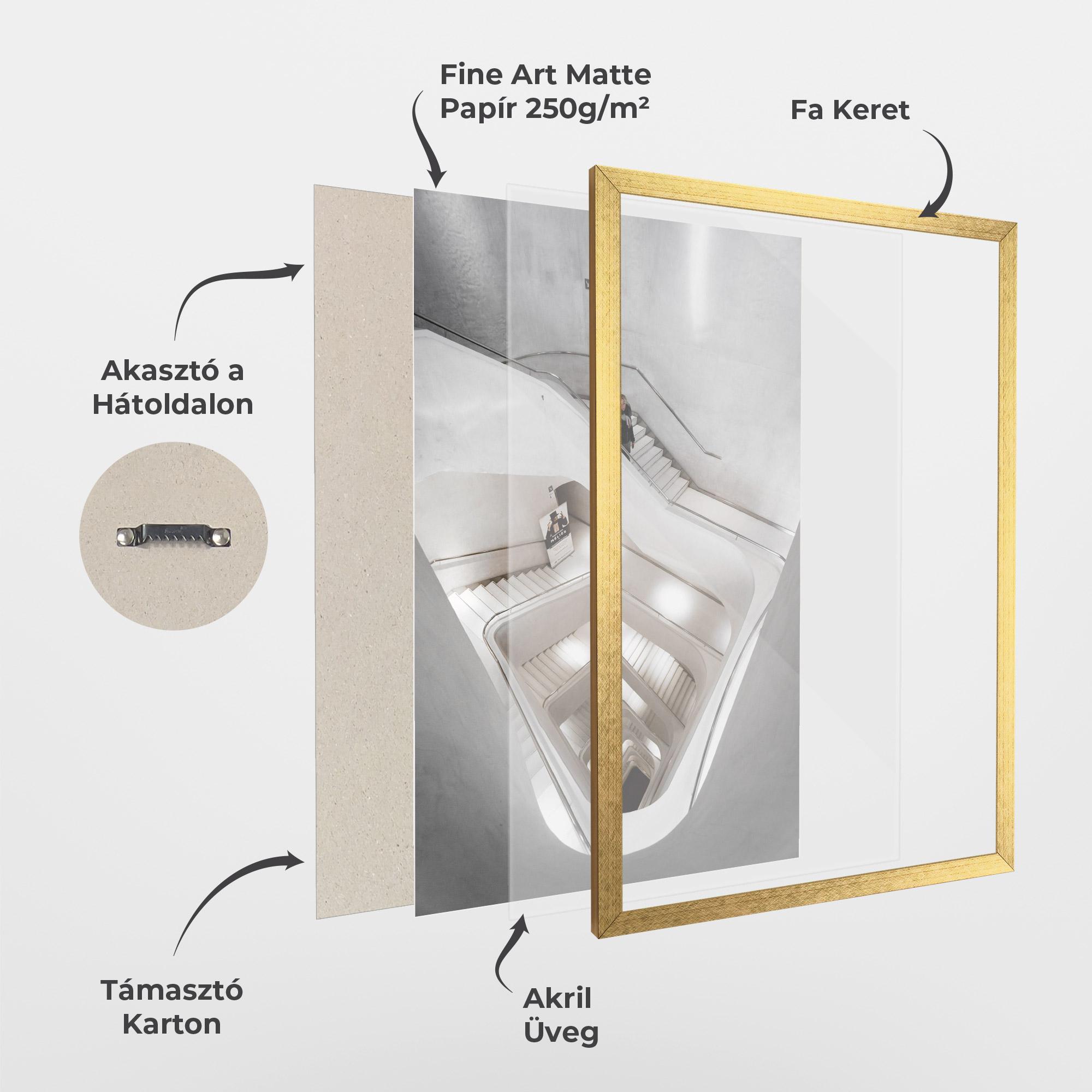 Keretezett Poszter White Stairs Spiral mockup 1