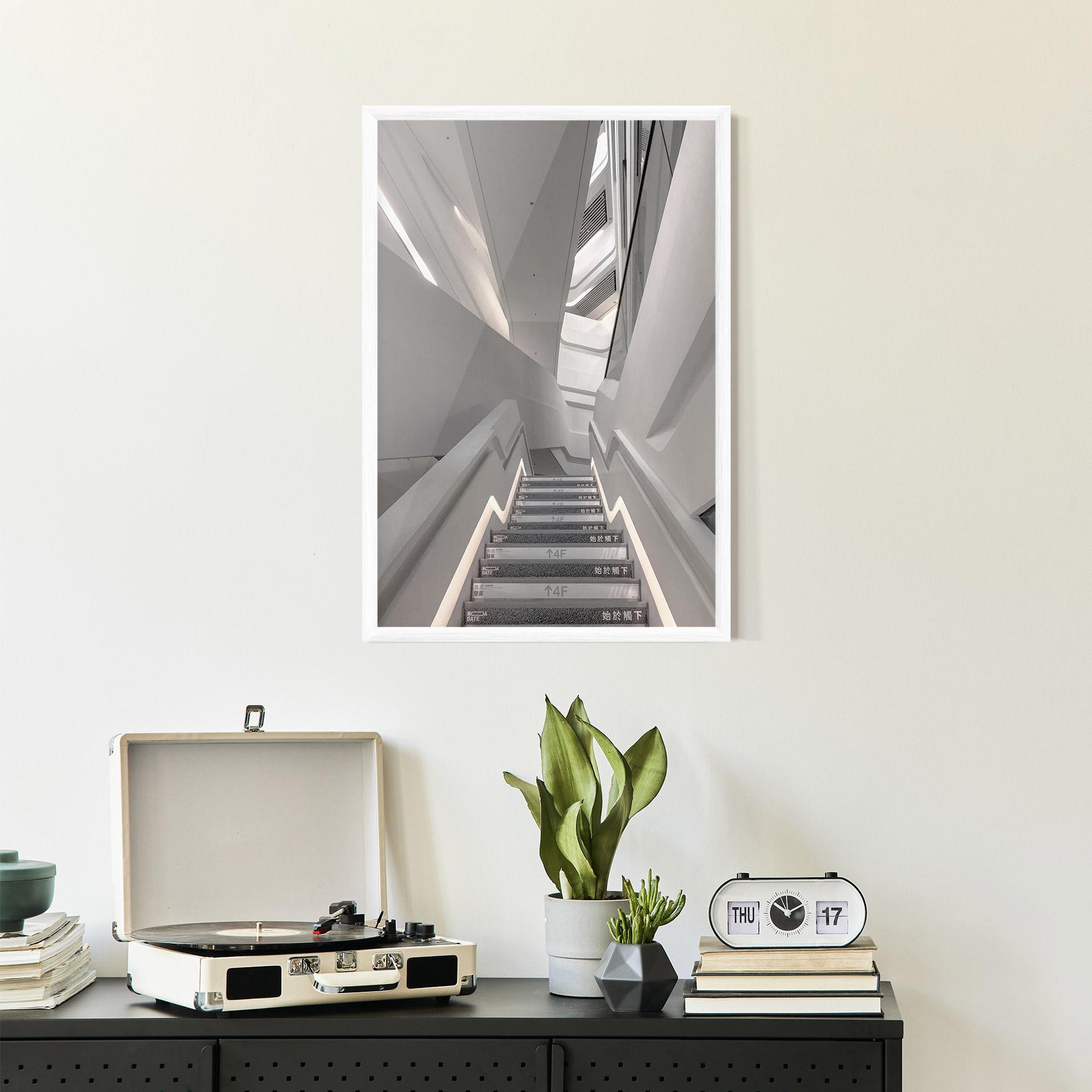 Keretezett Poszter White Line Stairs mockup 2