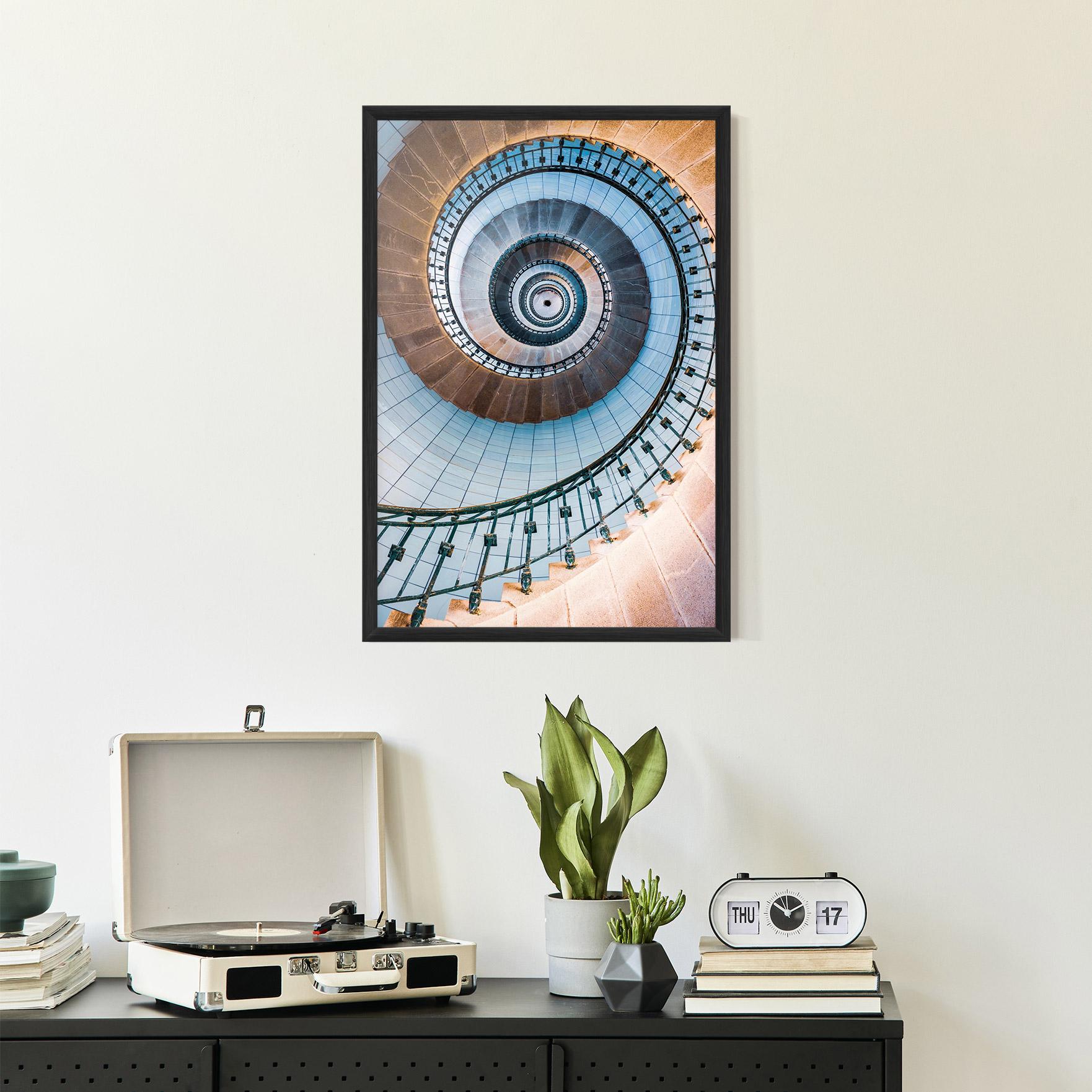 Keretezett Poszter Blue Opaline Stairs mockup 2