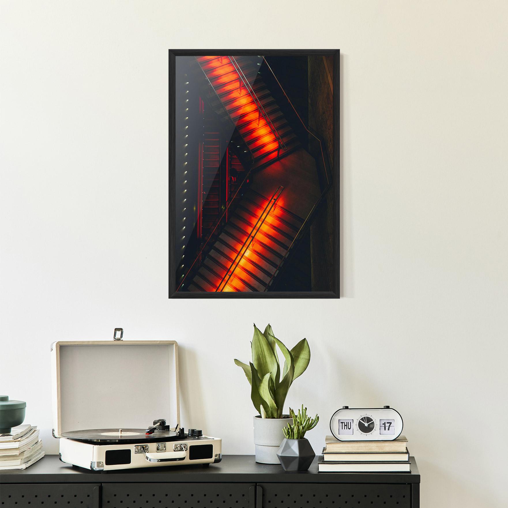 Keretezett Poszter Orange Light Stairs mockup 2