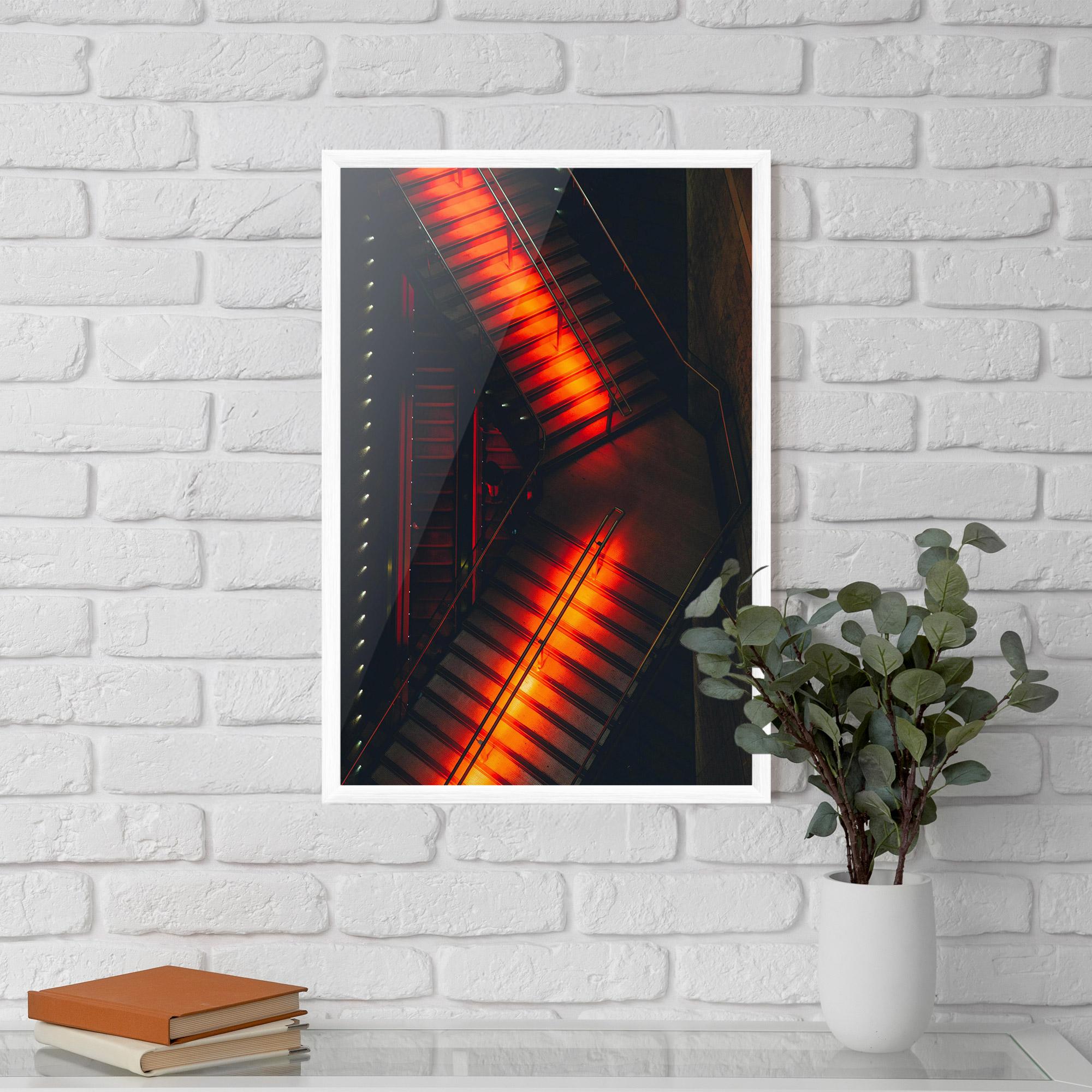 Keretezett Poszter Orange Light Stairs mockup 5