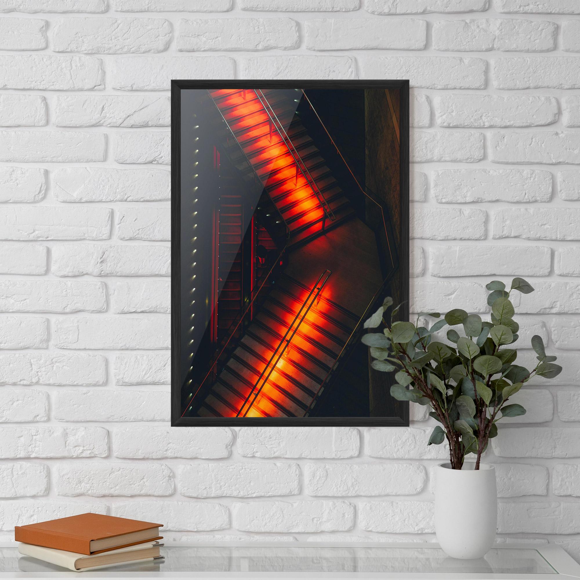 Keretezett Poszter Orange Light Stairs mockup 5