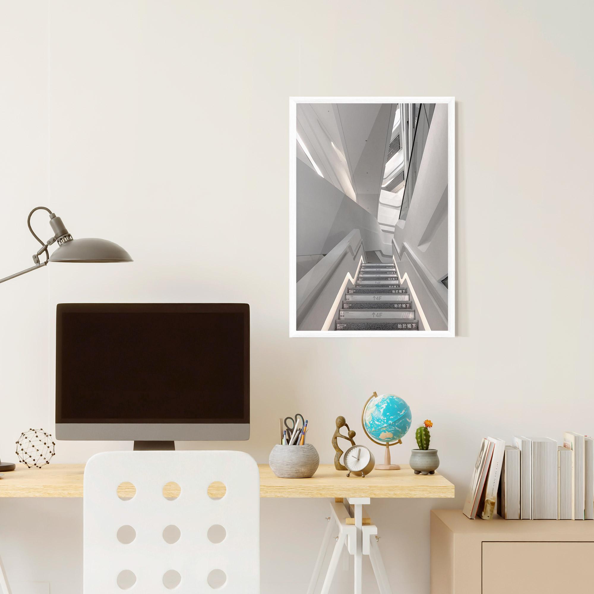 Keretezett Poszter White Line Stairs mockup 6