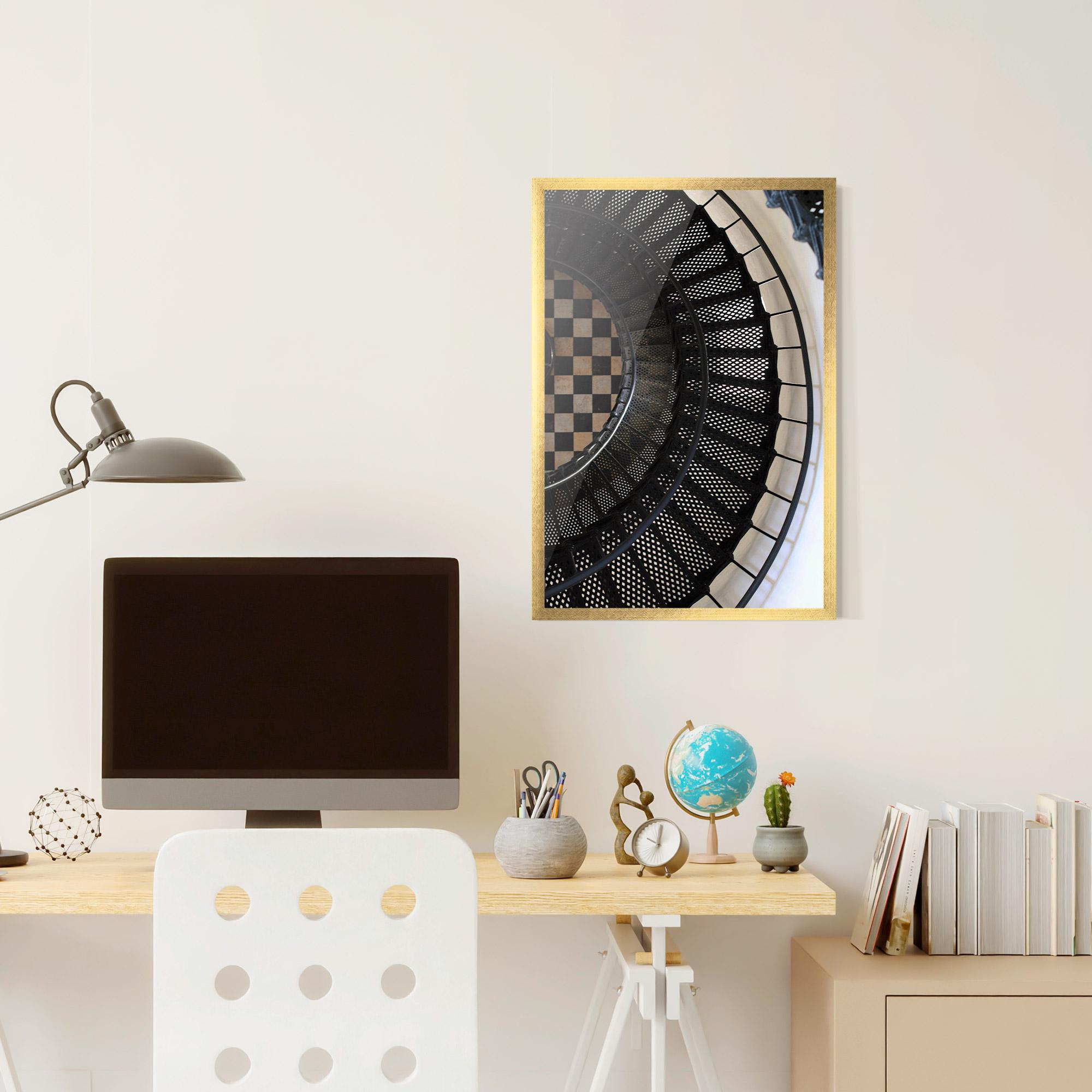 Keretezett Poszter Beautiful Black Stairs mockup 6