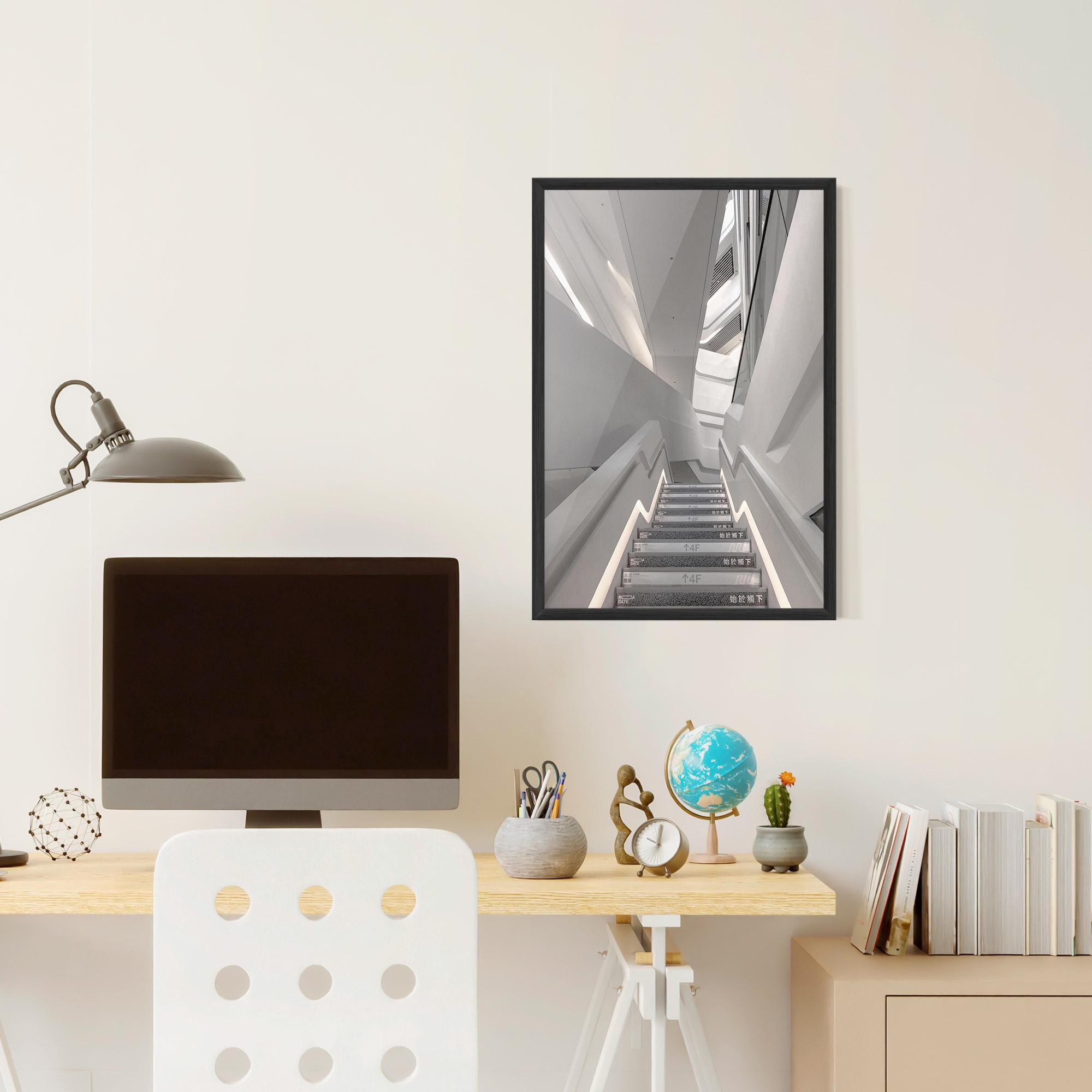 Keretezett Poszter White Line Stairs mockup 6