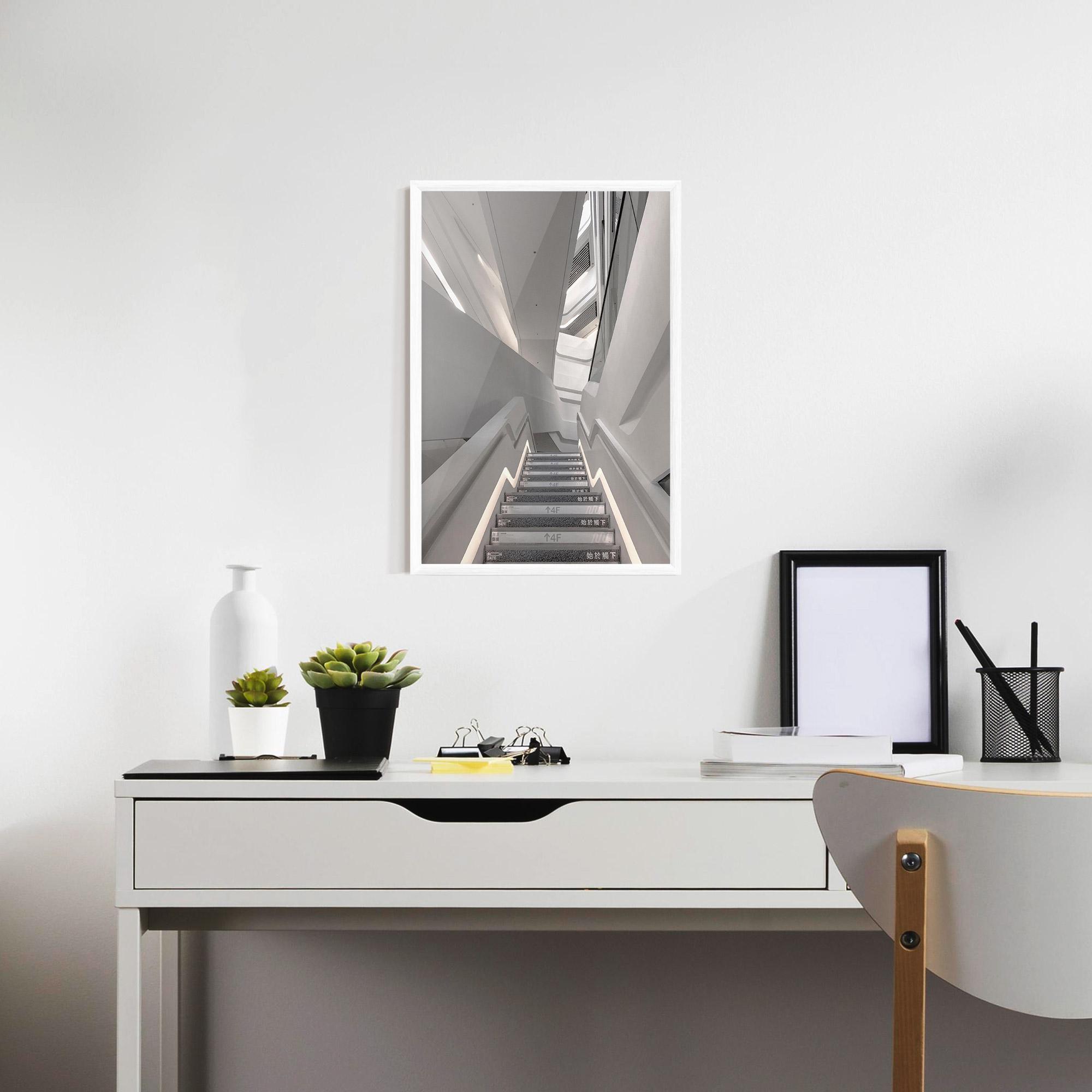 Keretezett Poszter White Line Stairs mockup 7