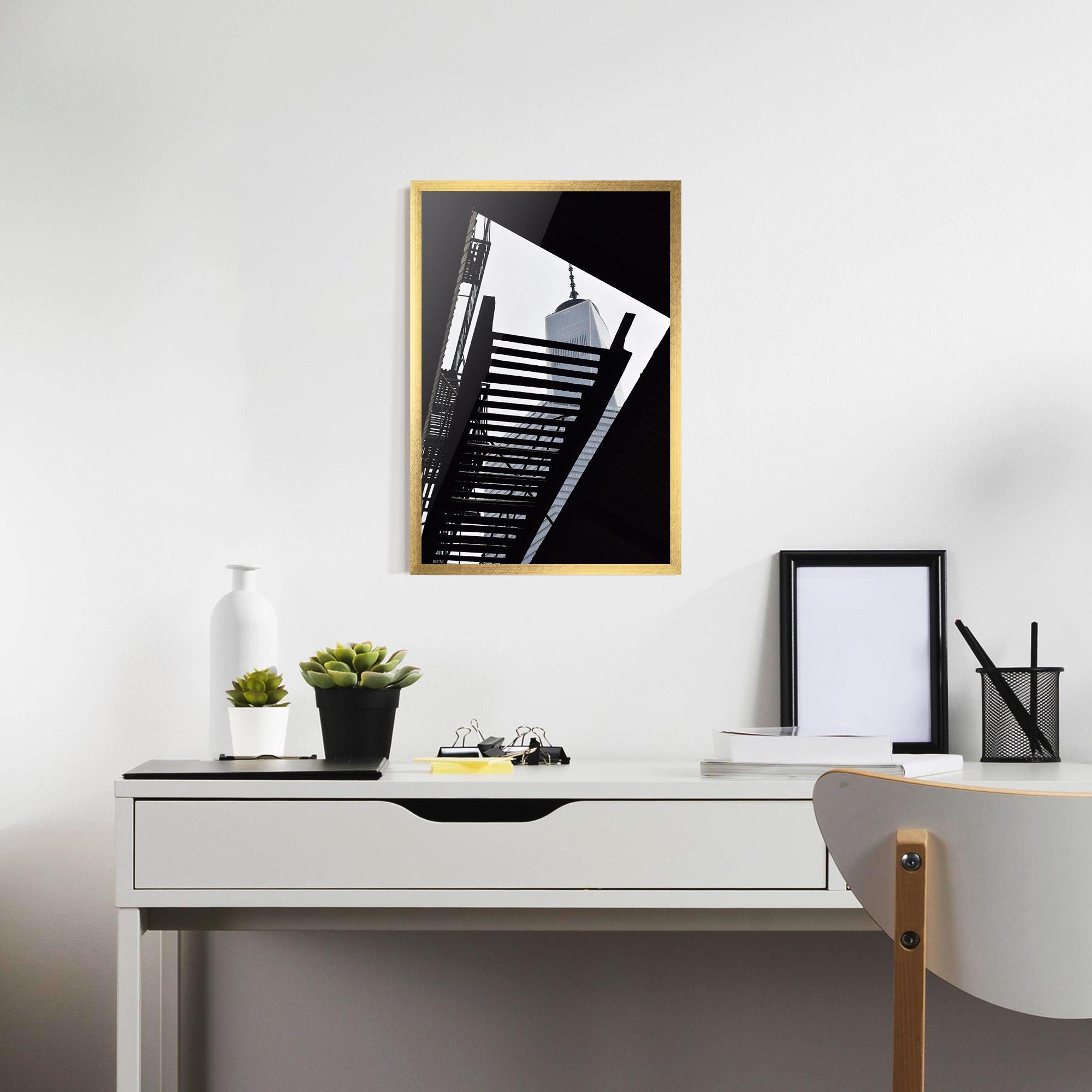 Keretezett Poszter Black Stairs Floating mockup 7