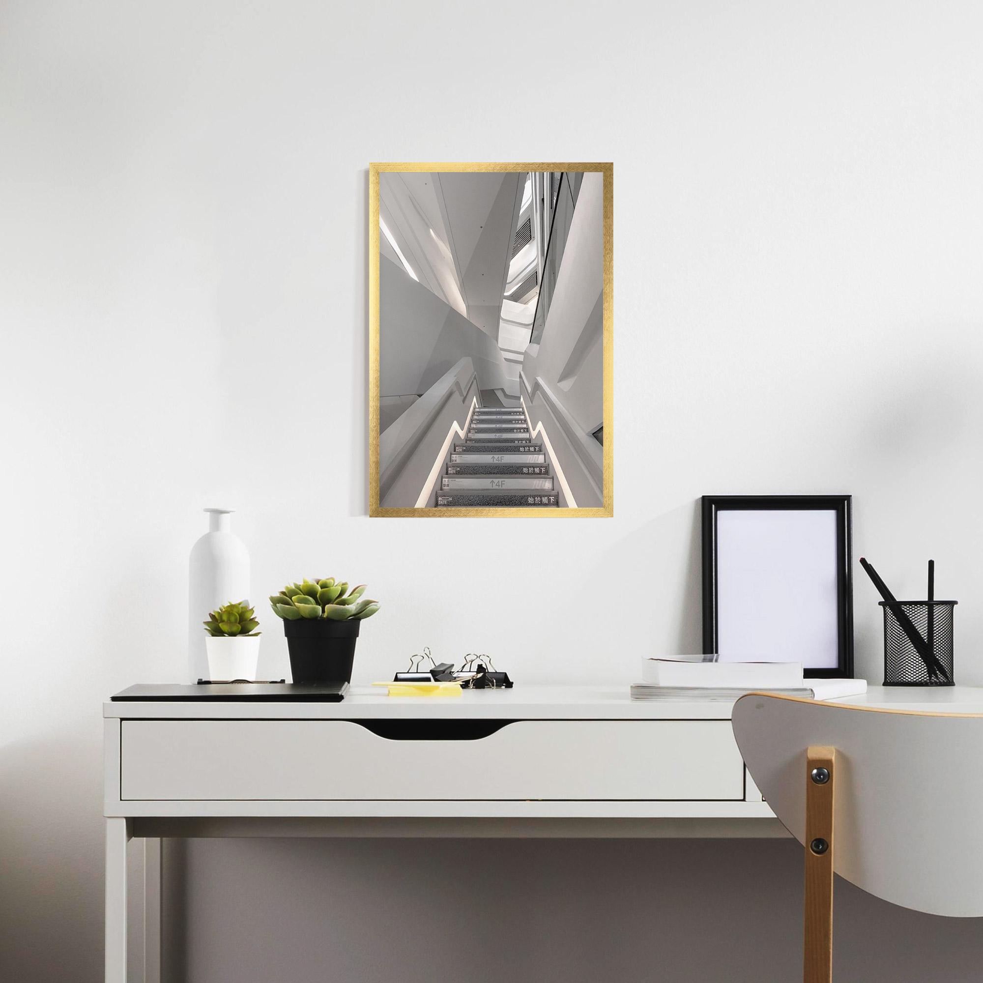 Keretezett Poszter White Line Stairs mockup 7