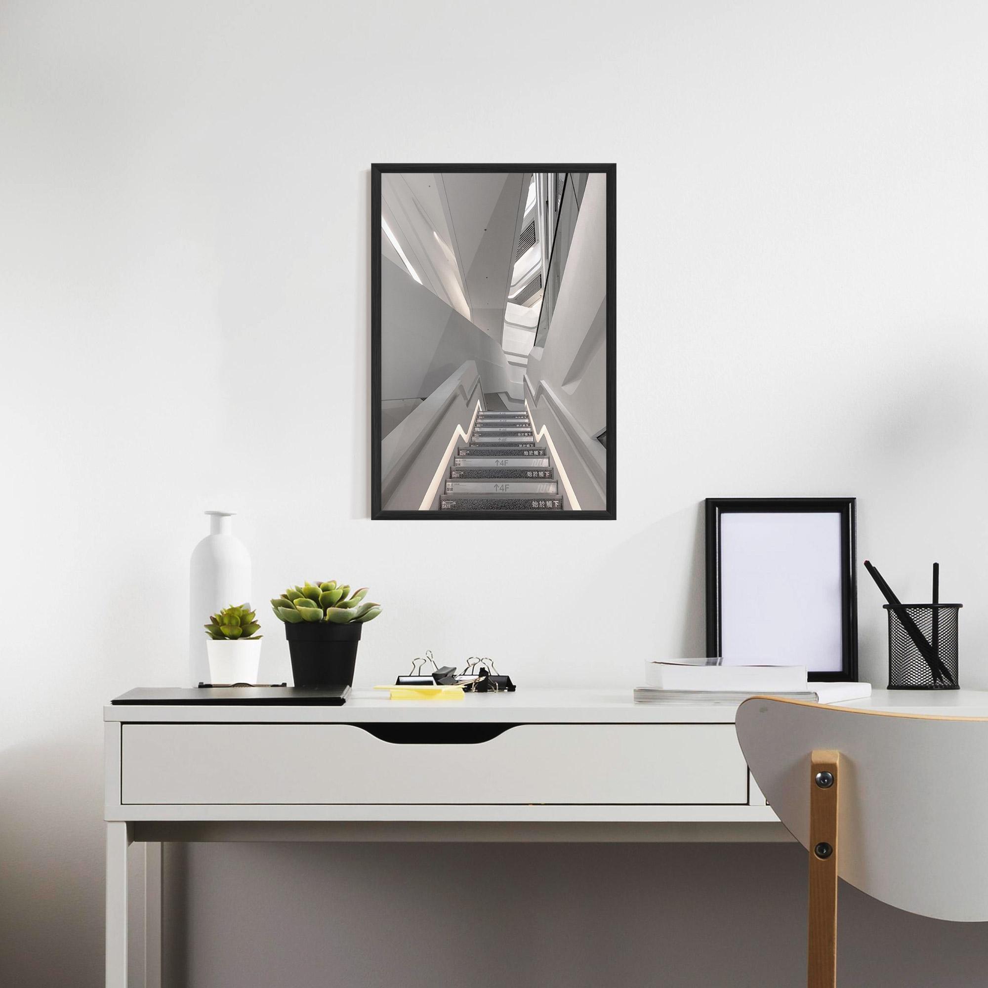 Keretezett Poszter White Line Stairs mockup 7