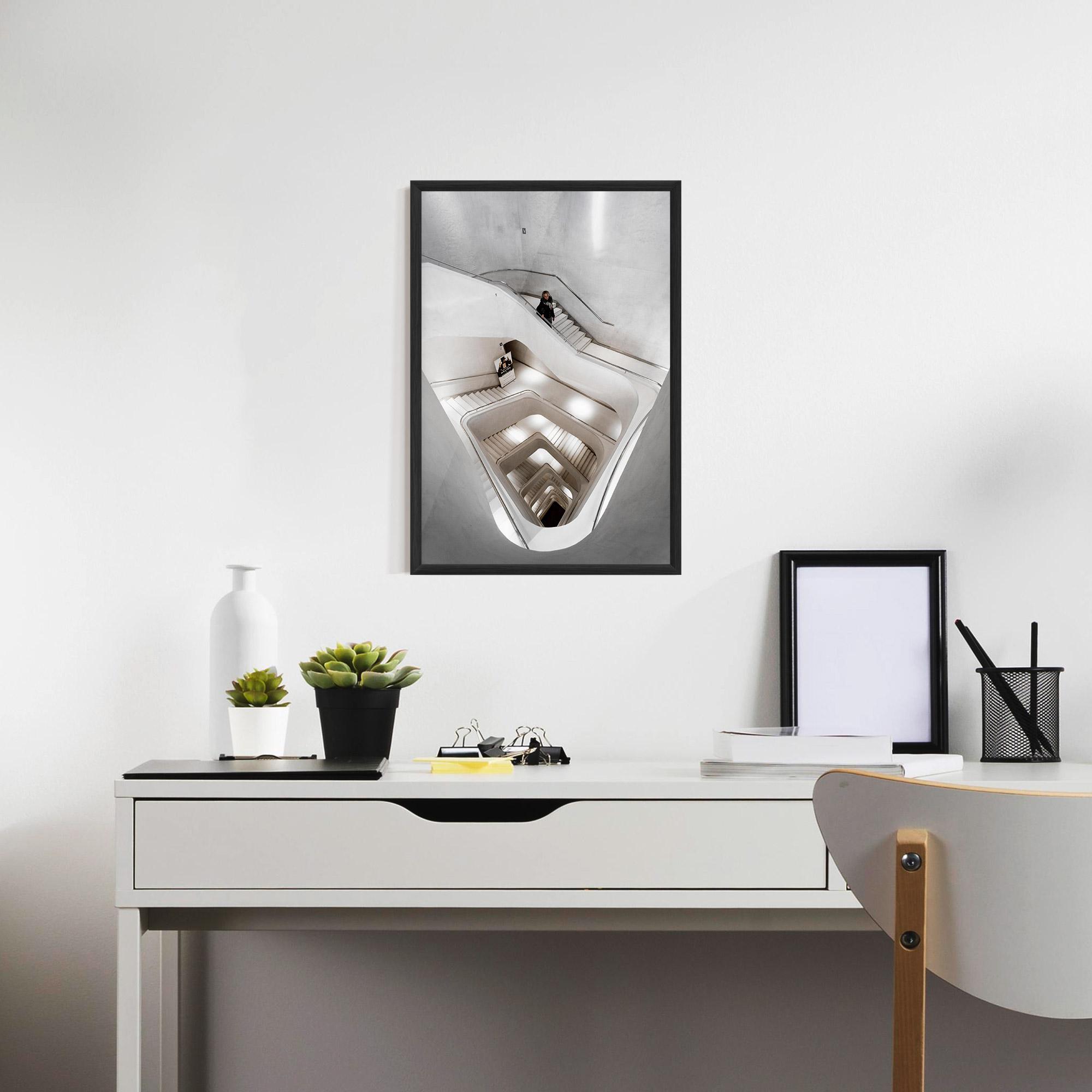 Keretezett Poszter White Stairs Spiral mockup 7