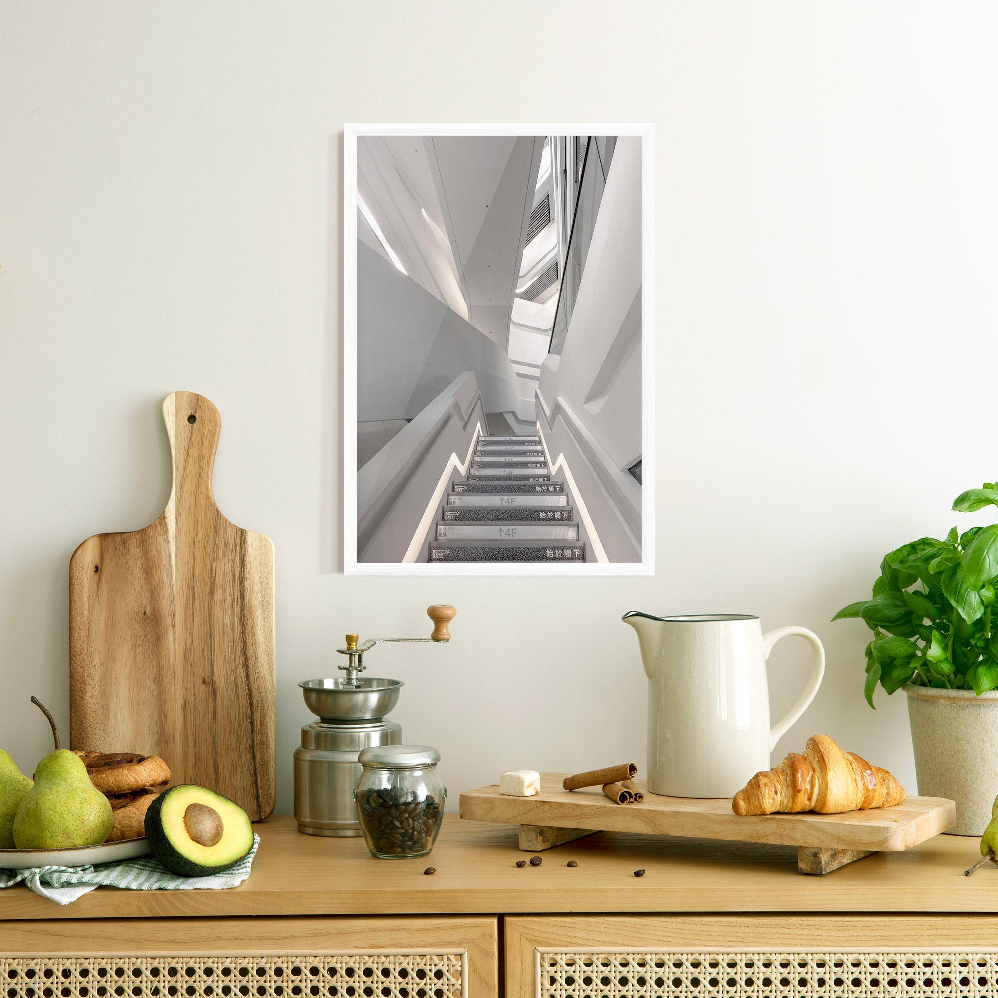 Keretezett Poszter White Line Stairs mockup 8