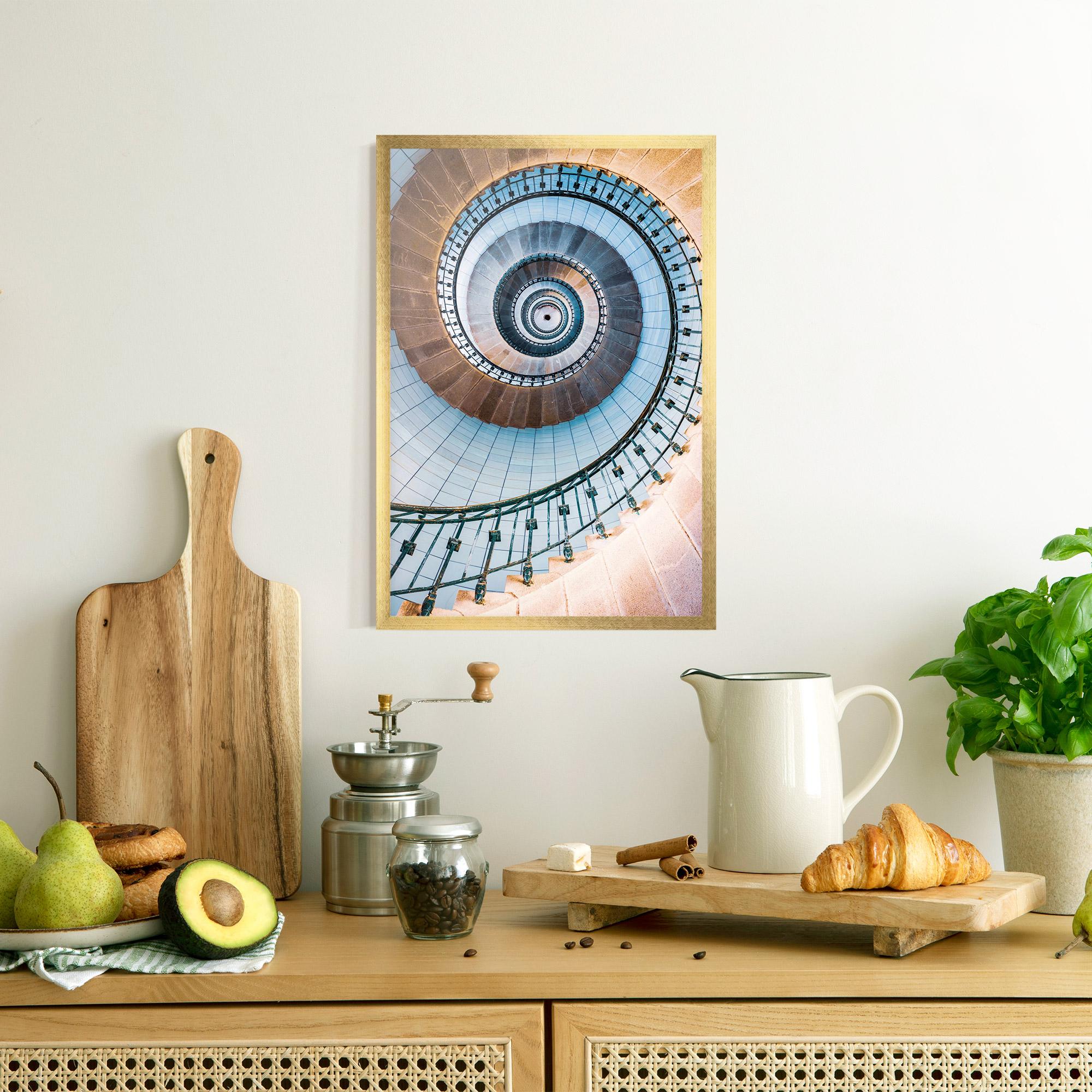 Keretezett Poszter Blue Opaline Stairs mockup 8