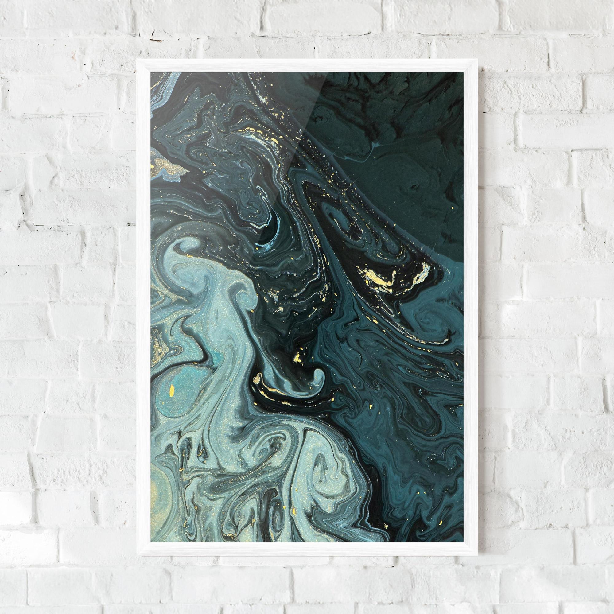 Keretezett Poszter Dark Blue Golden Marble mockup 0