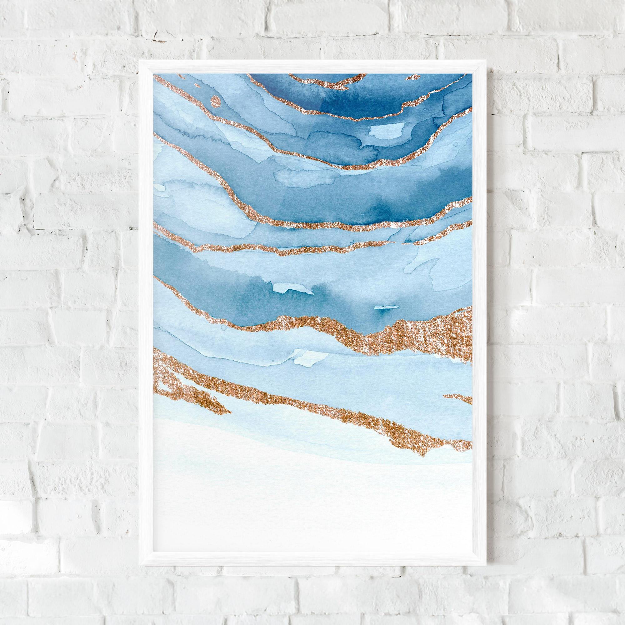 Keretezett Poszter Golden Glitter Blue mockup 0