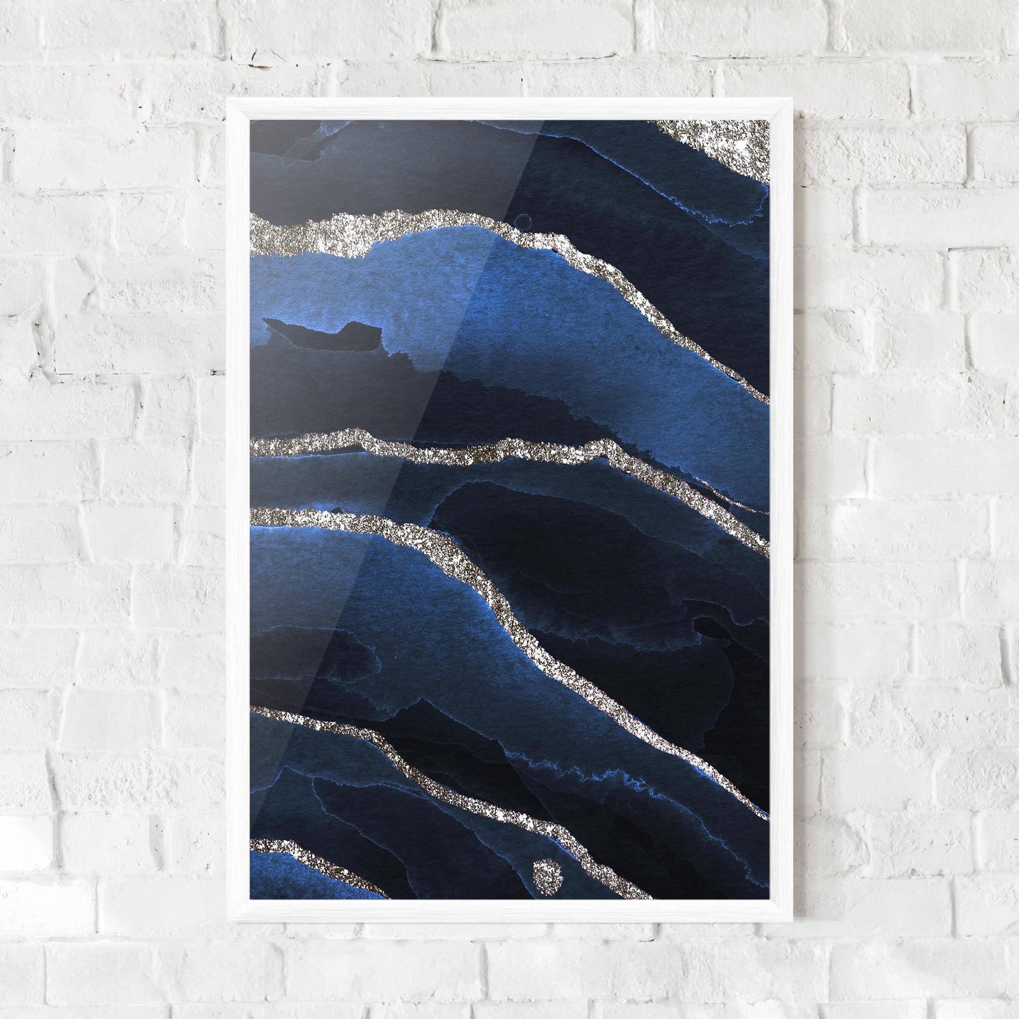 Keretezett Poszter Golden Lines With Blue mockup 0