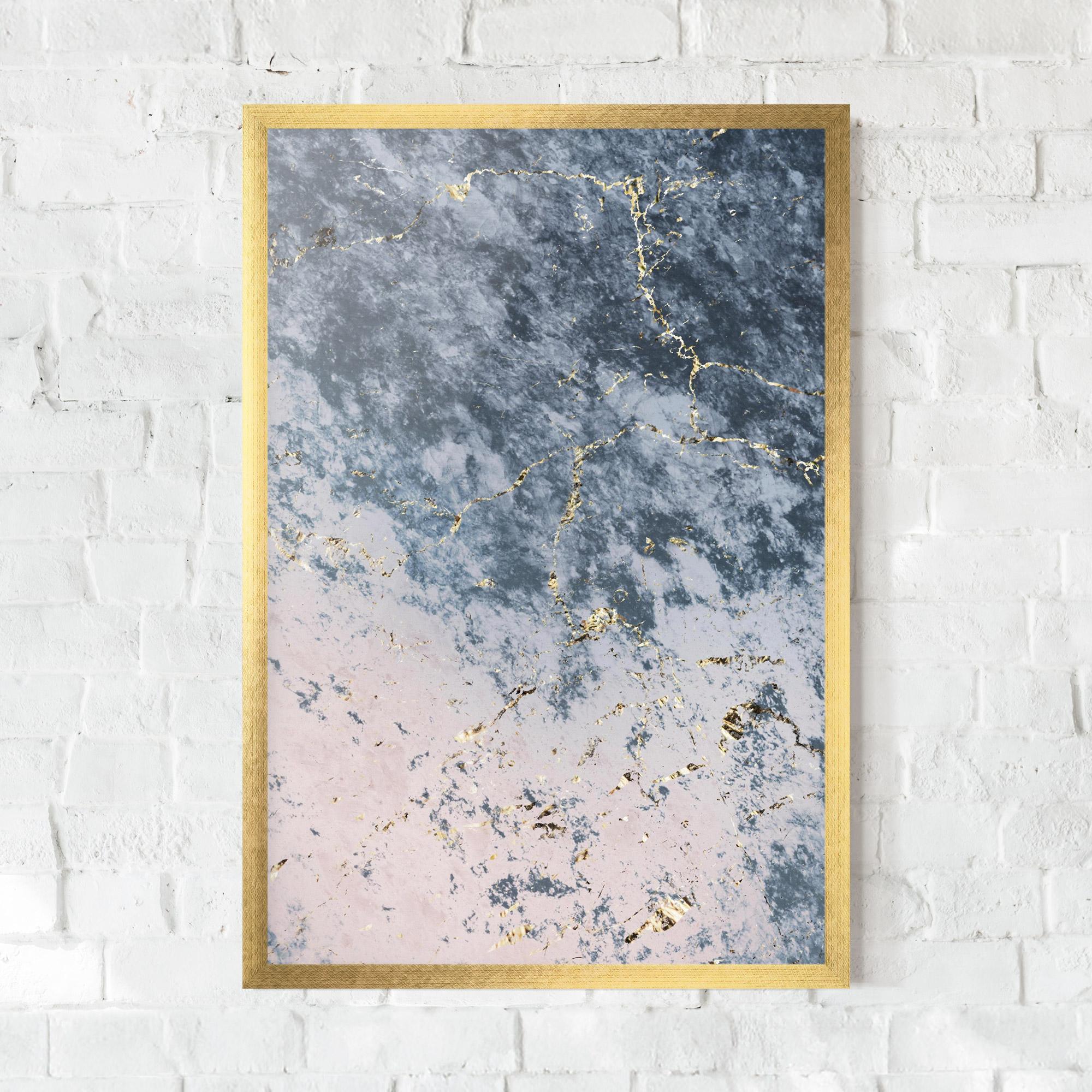 Keretezett Poszter Blue Golden Lines mockup 0