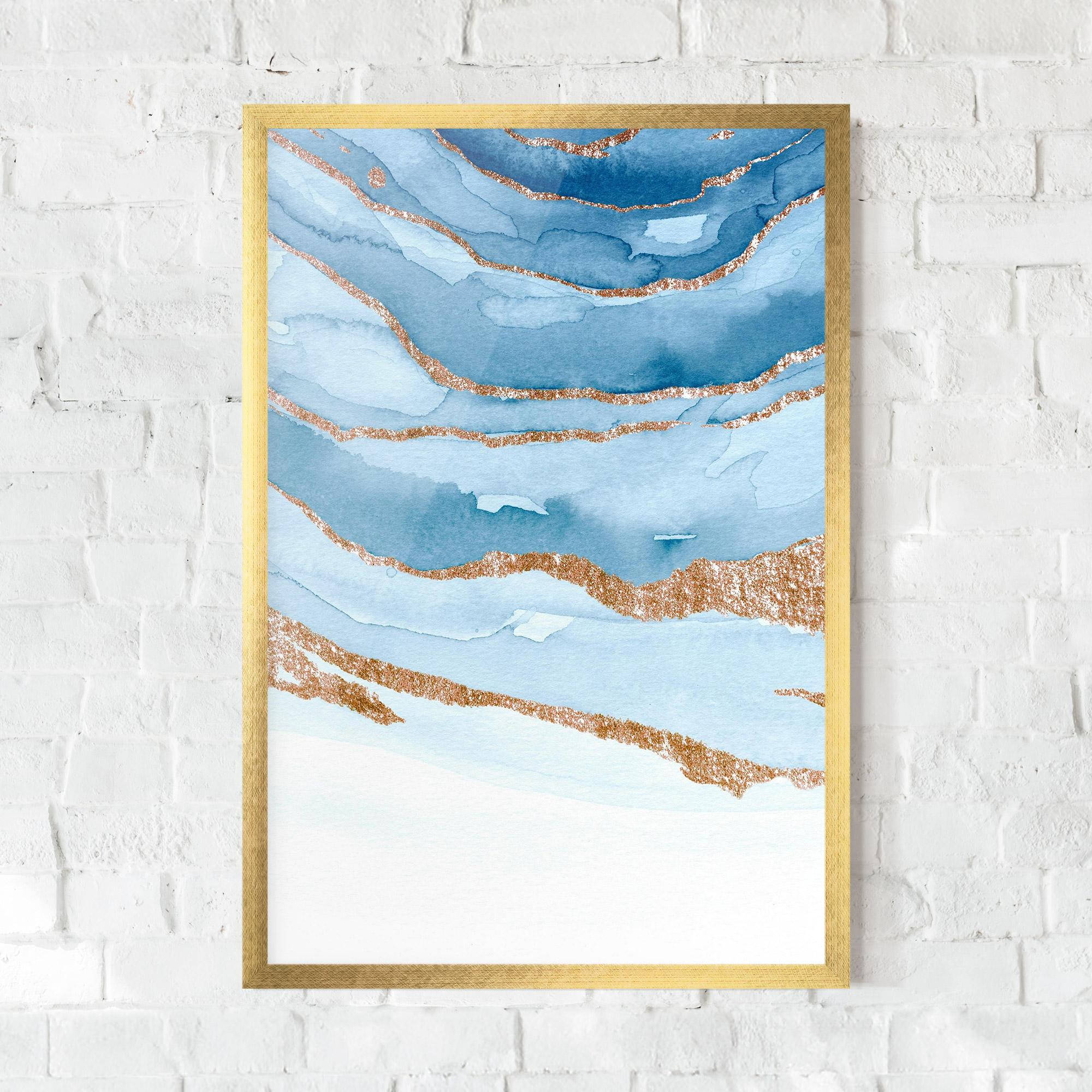 Keretezett Poszter Golden Glitter Blue mockup 0