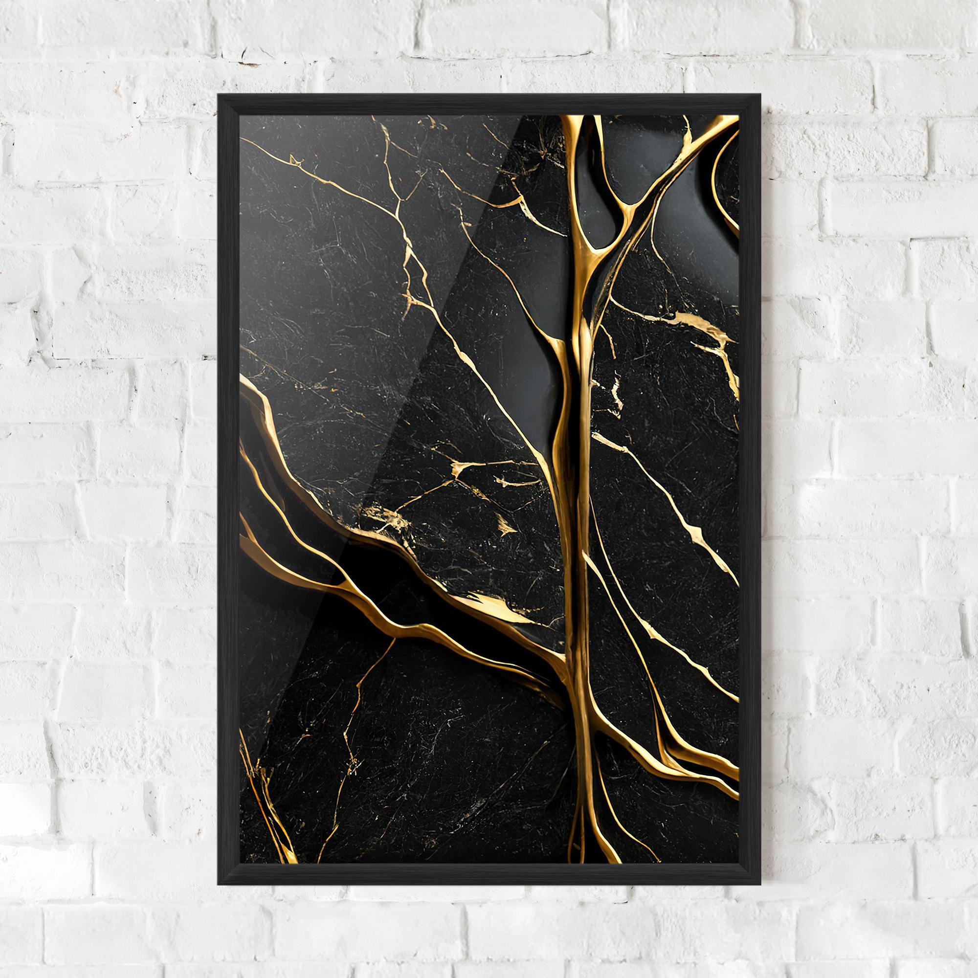 Keretezett Poszter Black Square Marble mockup 0