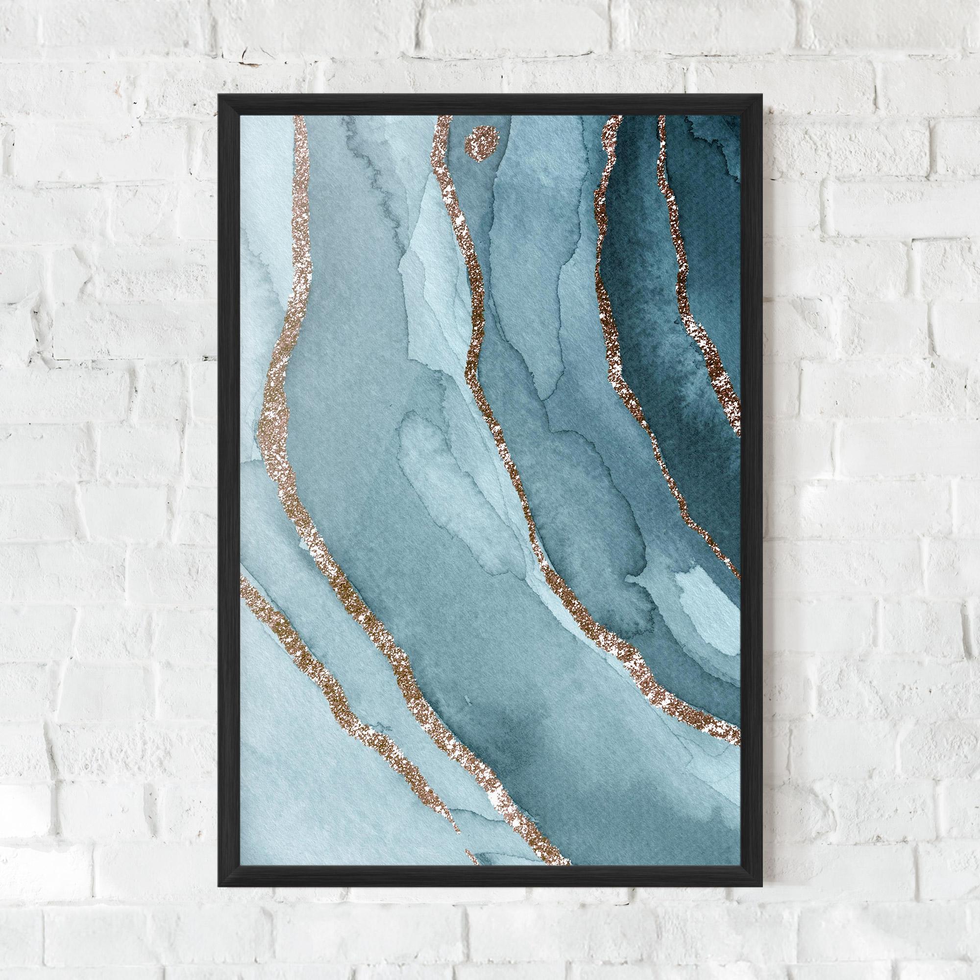 Keretezett Poszter Blue Golden Glitter mockup 0