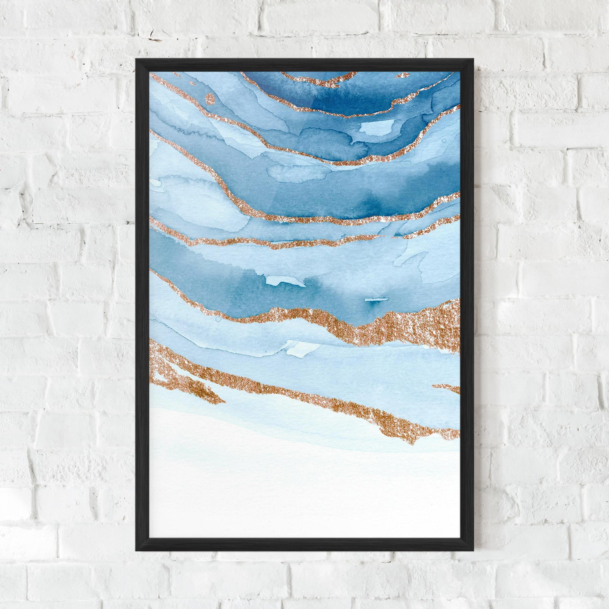 Keretezett Poszter Golden Glitter Blue mockup 0